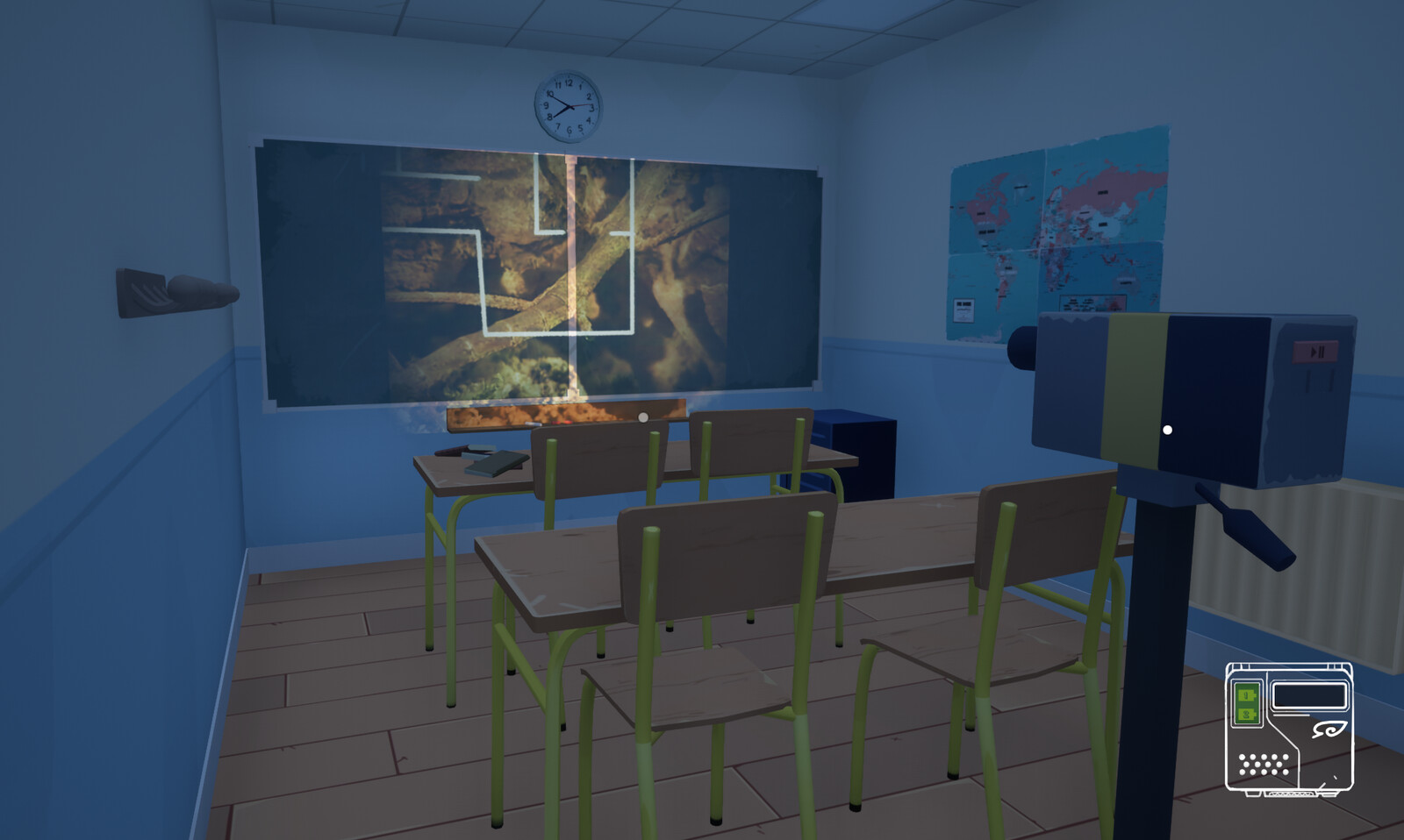 Chairs, Tables, video projector
