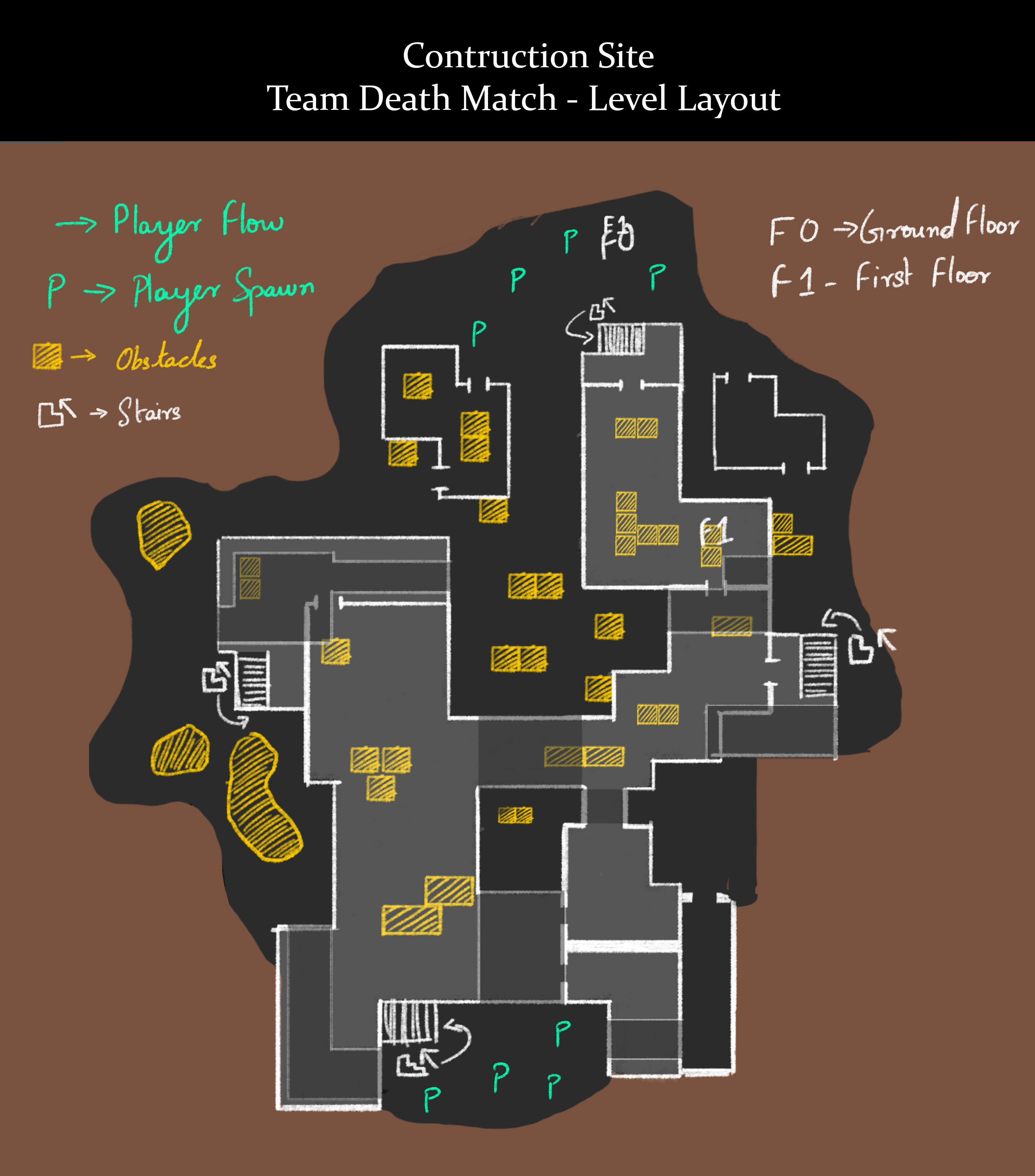 I felt I needed to add another floor to give a bit more verticality to the level. 