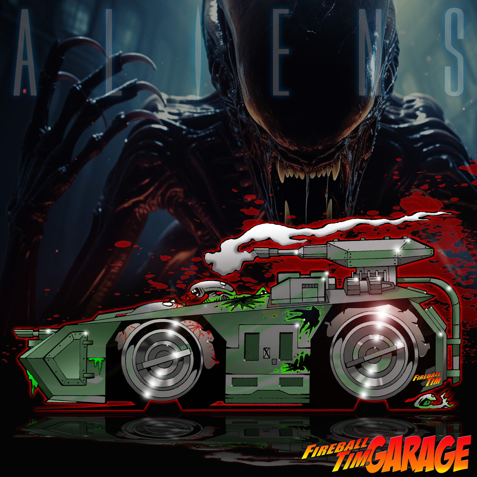 ALIENS APC TANK Concept Art by Fireball Tim Garage