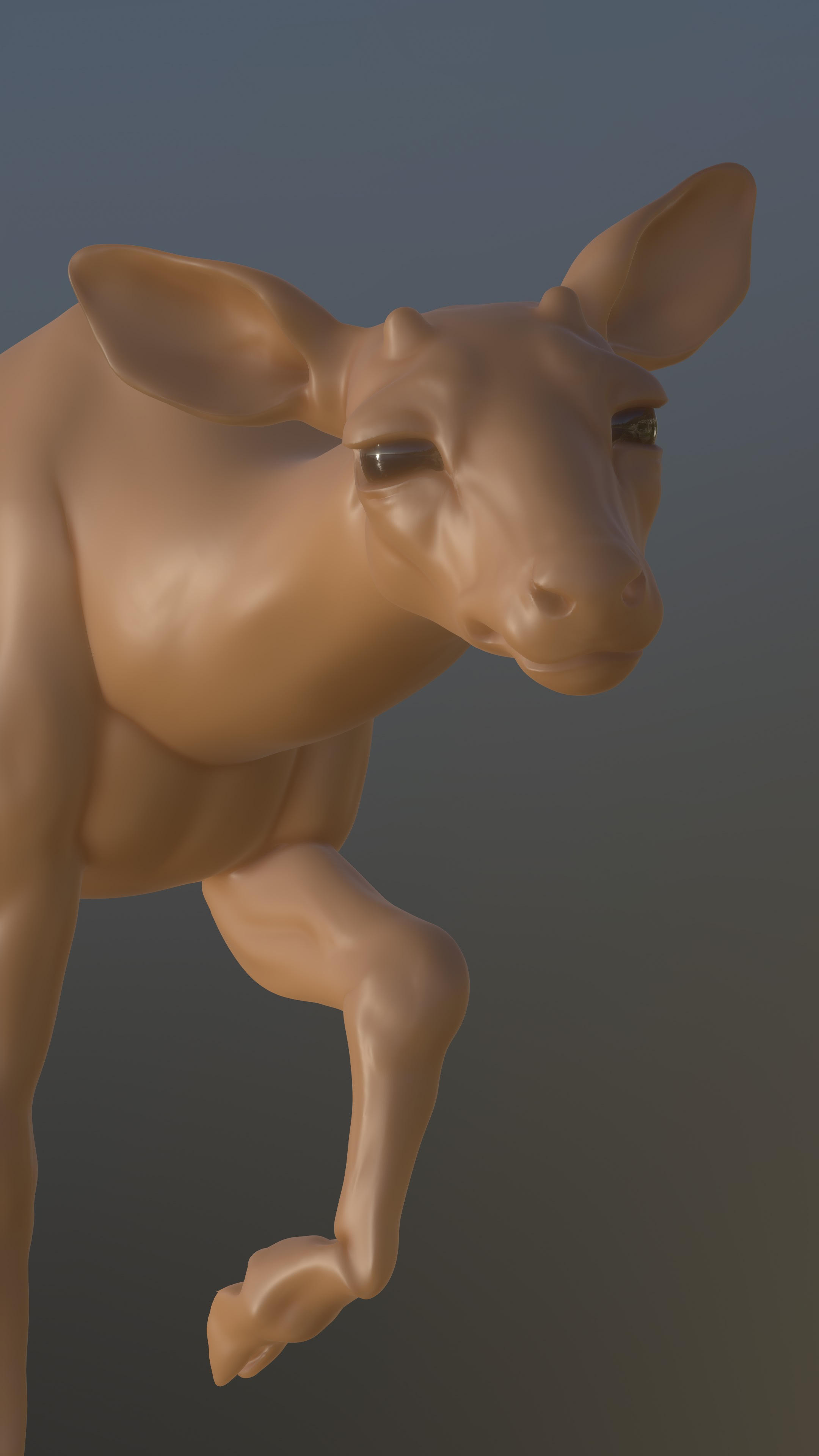 I really enjoyed sculpting the portrait of this deer. I wanted to give her a sense of emotion that becomes enhanced by her pose. 