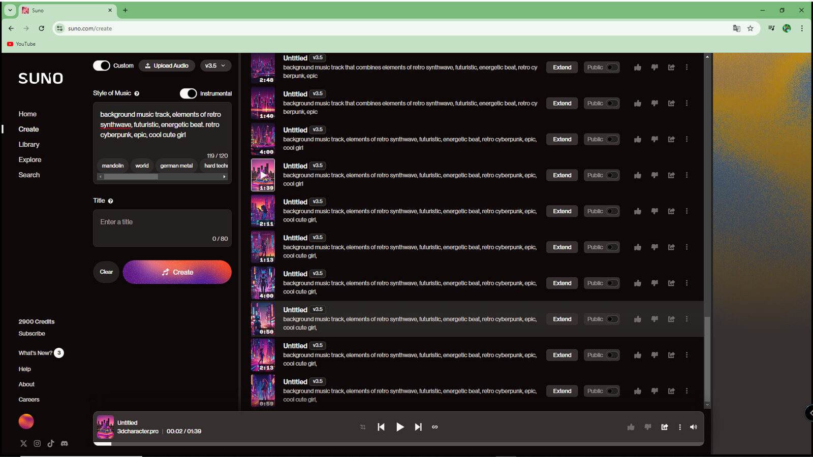 nice background music generated in about one hour