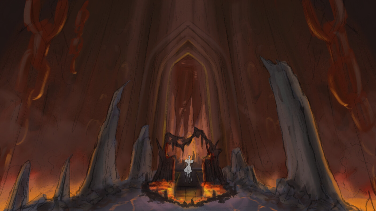 Selected concept art ideation: Hell🔥Sketch/speed paint made in Procreate.  