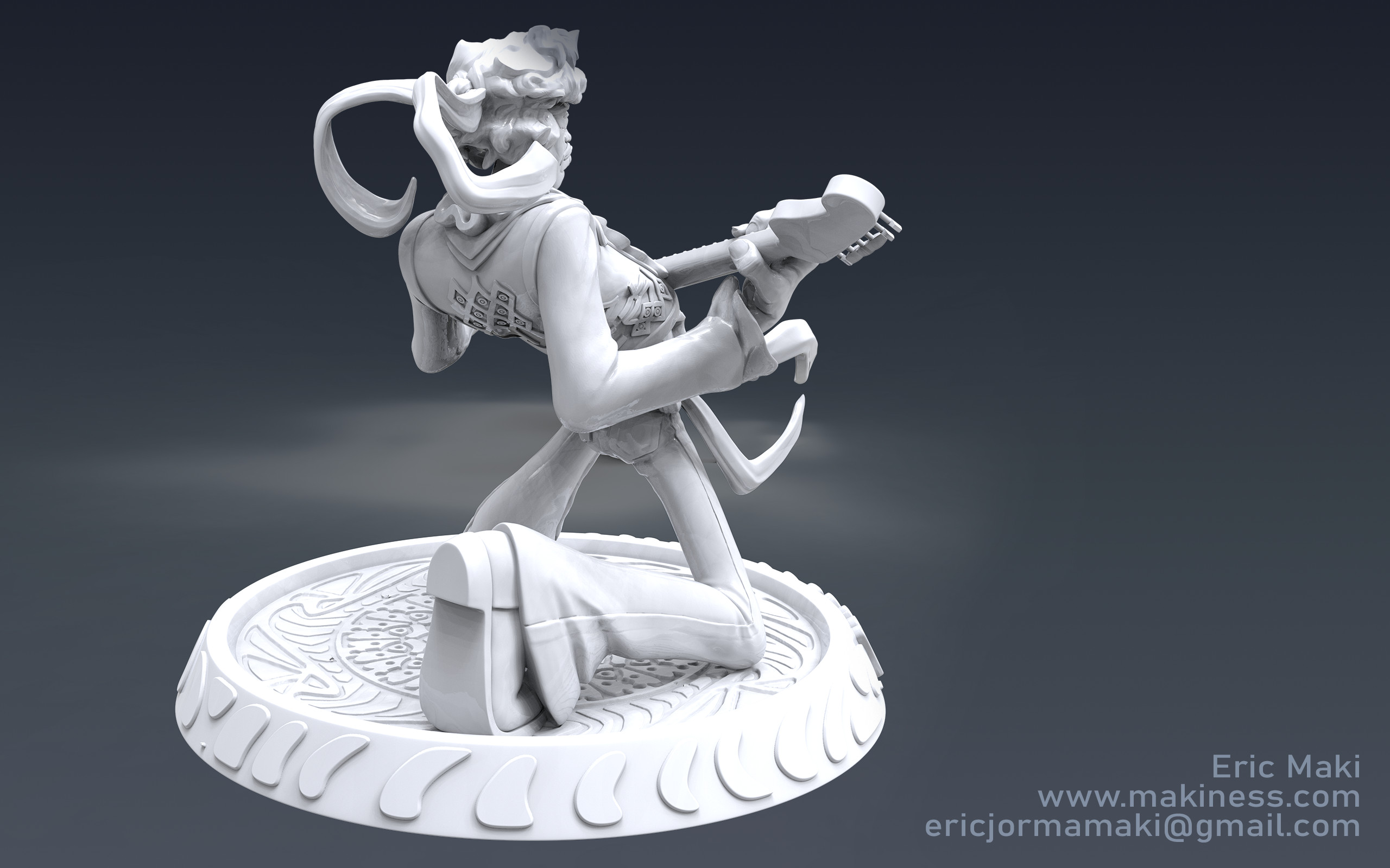 Jimi Hendrix Sculpt Keyshot Render
