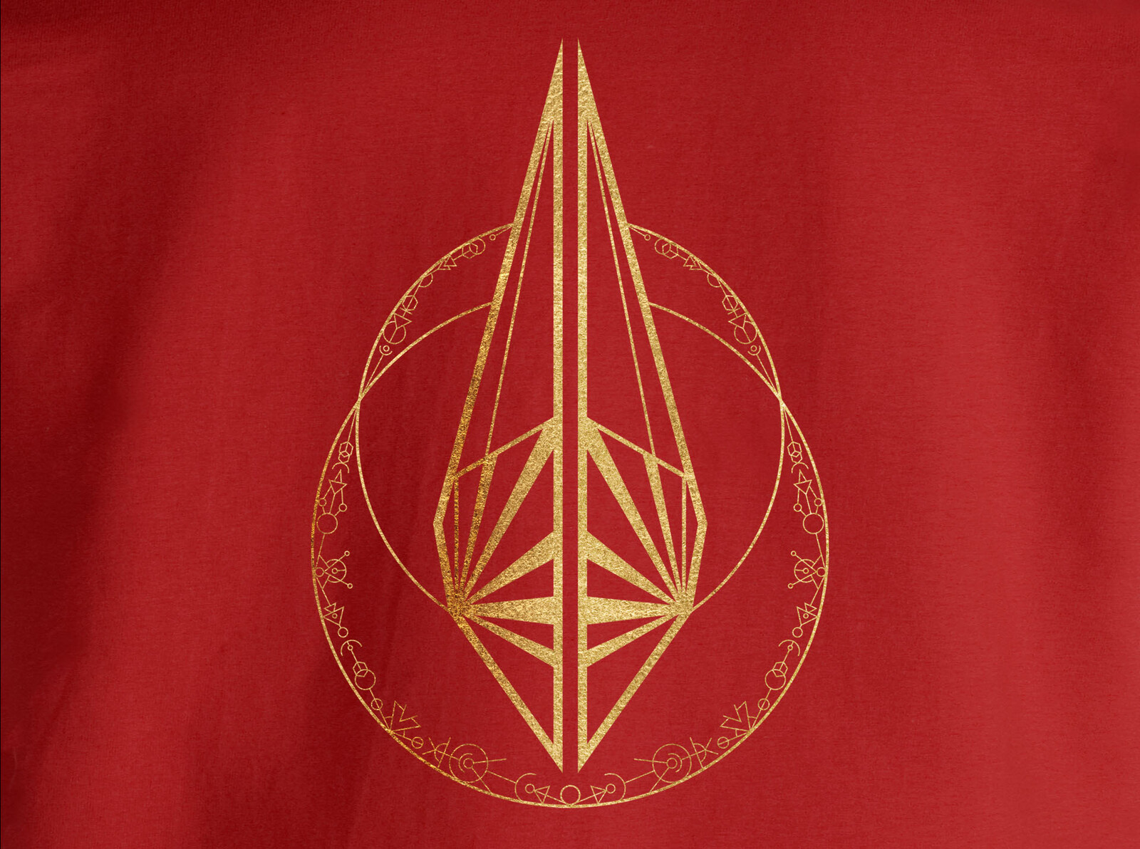 Mockup of the sigil on a red banner.