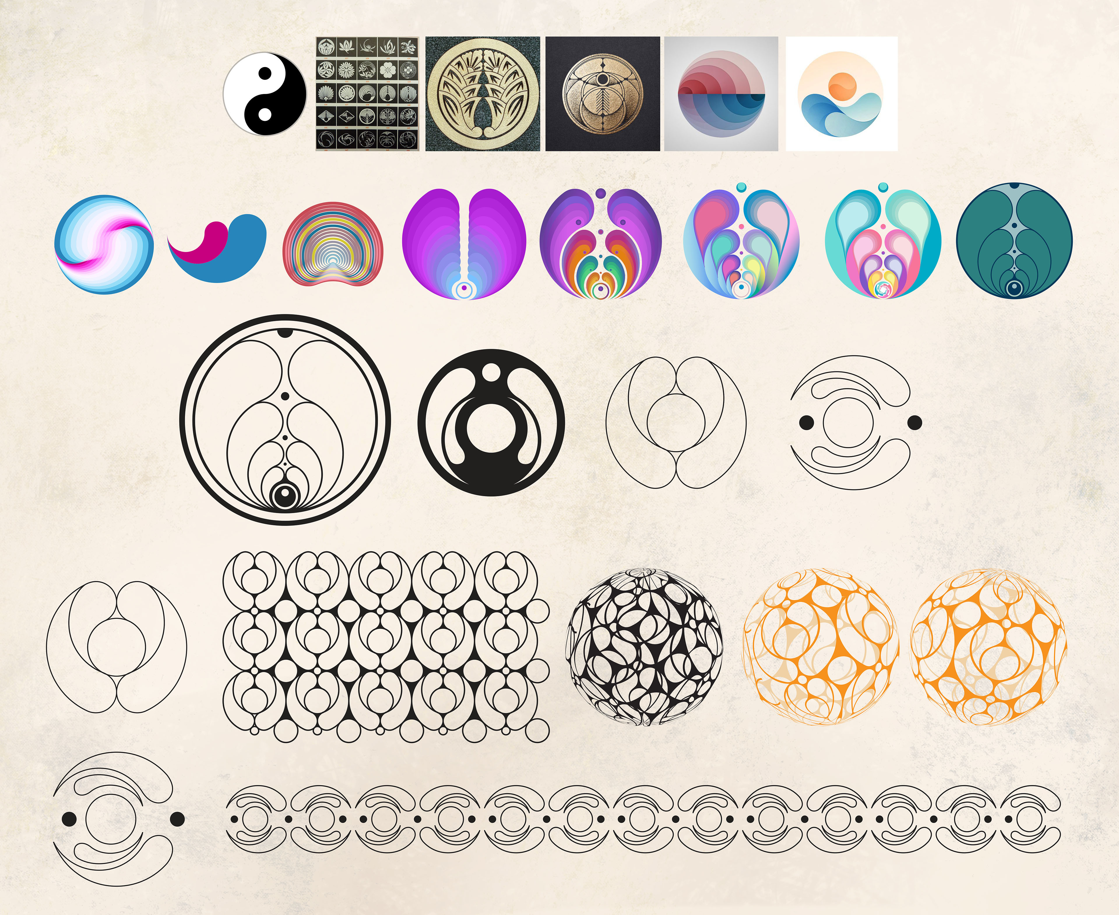 Graphic icon design progress.