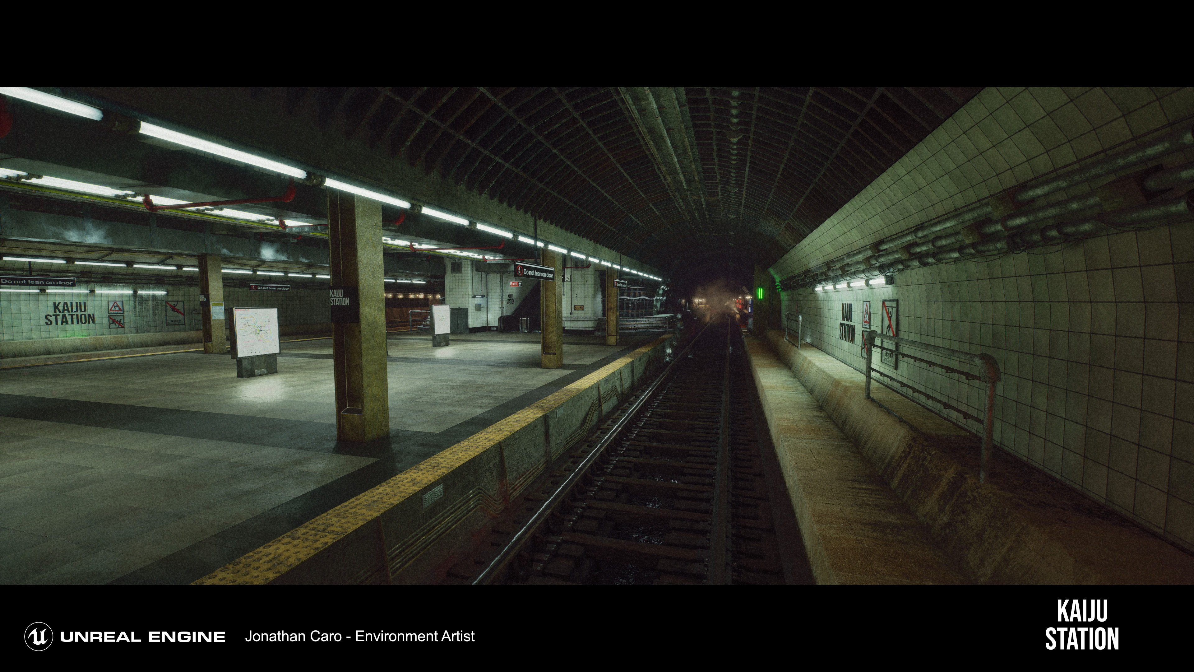 Station platform looking down tunnel