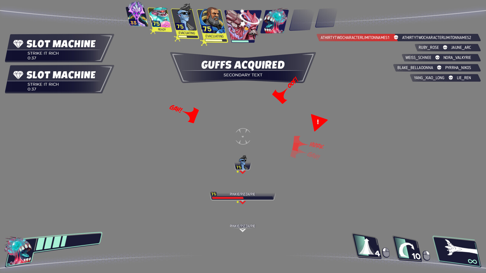 Isolated HUD for monster character