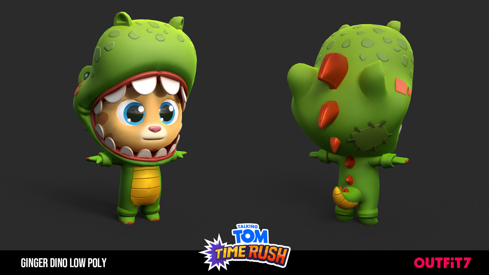 Ginger Dino Low Poly