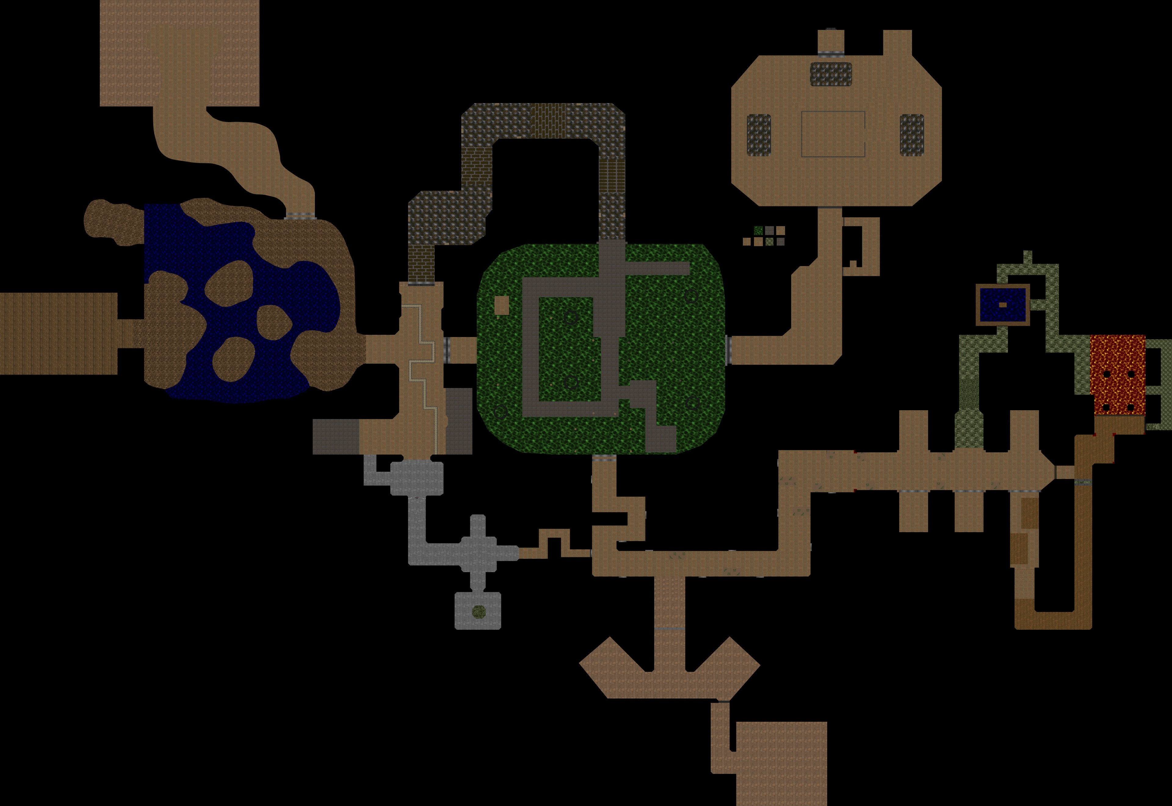 Final Layout in the editor. Made a lot of changes to the final design. Moved a few doors around and removed some rooms that made the level feel too generic. 