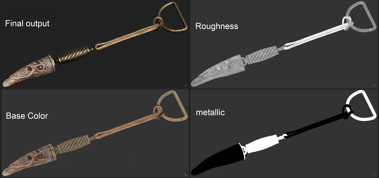 Leather sheath Attachment and Odin face ornament_texture maps Breakdown.