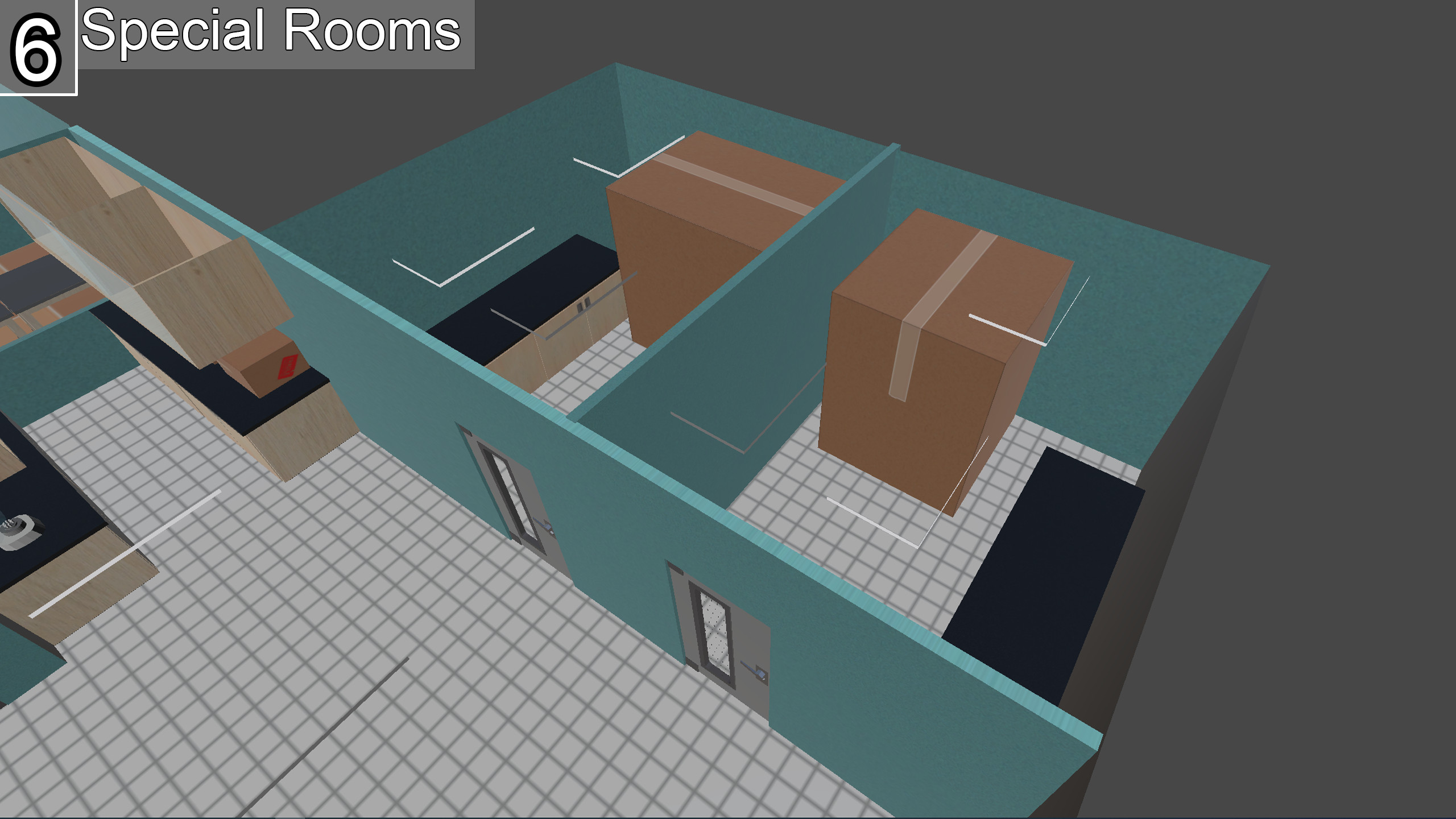Special Rooms: These rooms are to be determined per lesson, but tools such as EM's (Electron Microscopes) and MALDI-TOF machines would be in here.
