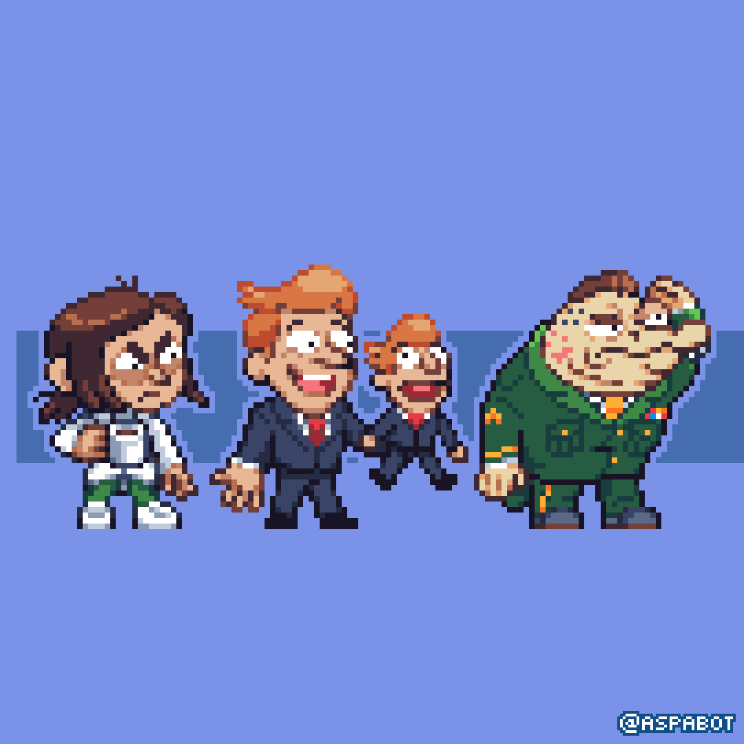 Pixel version of Reagan Ridley, Brett Hand and Glenn Dolphman