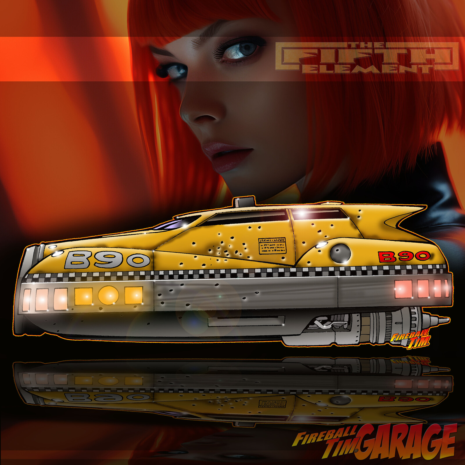 The Fifth Element Flying Taxi Concept Art by Fireball Tim Garage