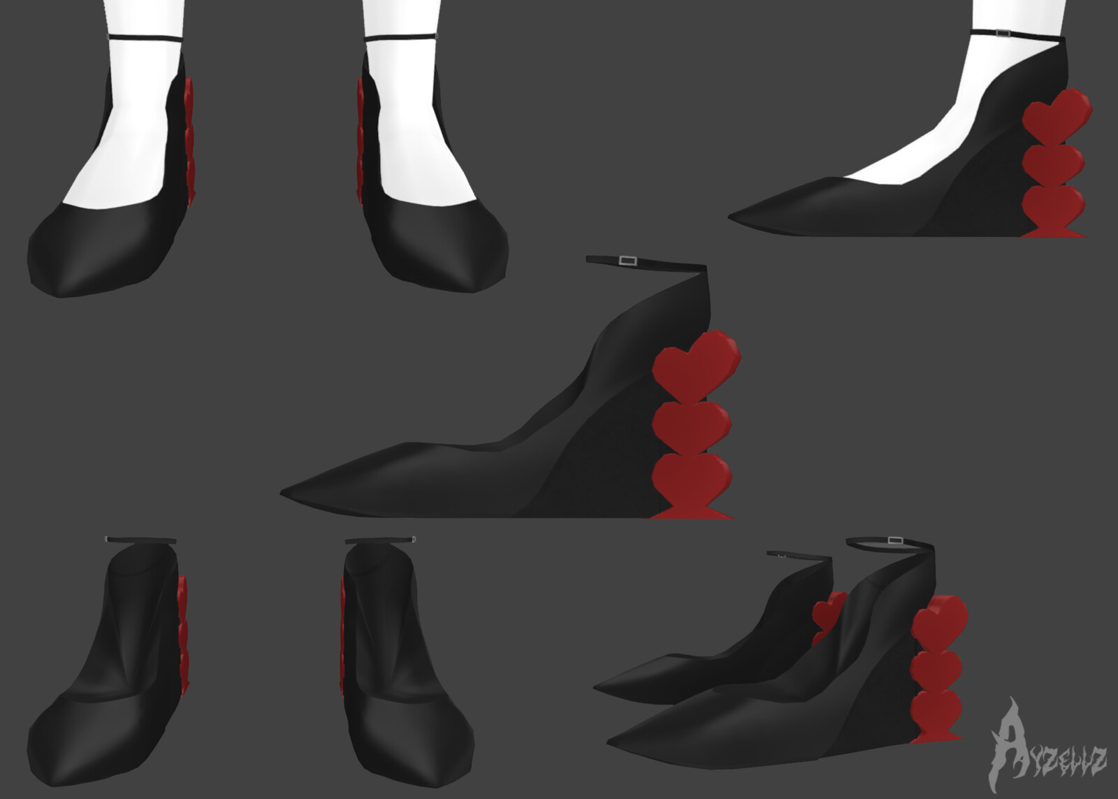 Created &amp; Rigged 3D Heart Heels for the Game.