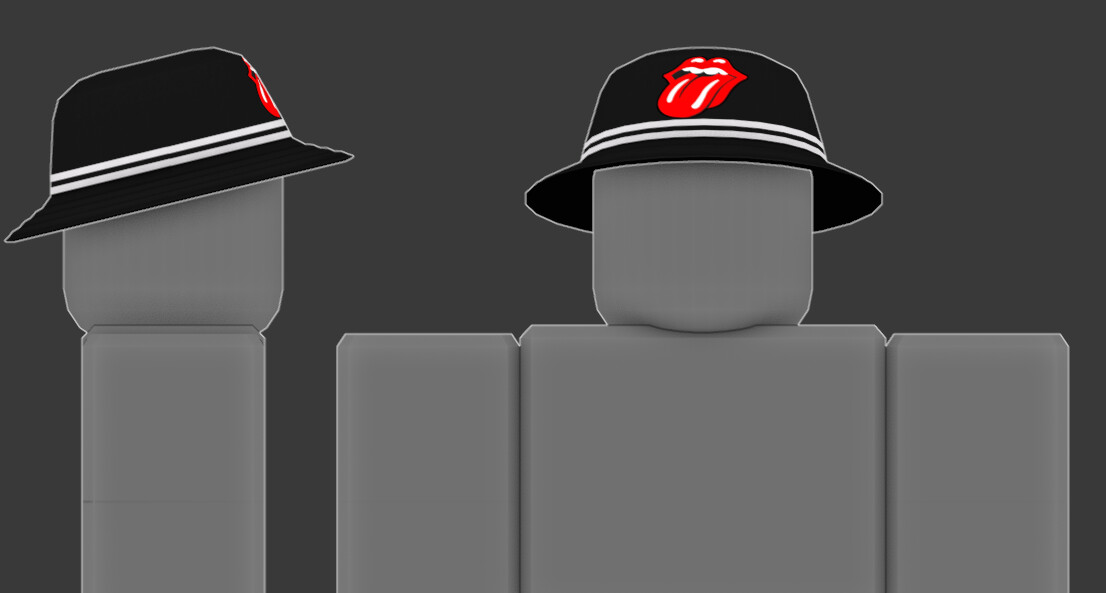 After Texture various views of 3D model of the Rolling Stones Bucket Hat