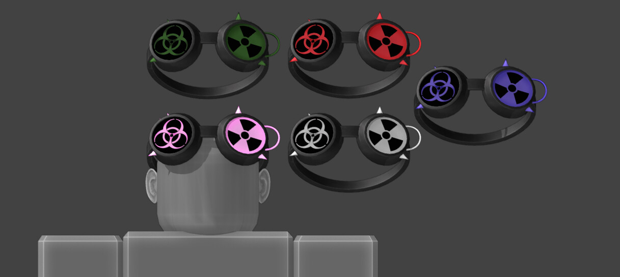 Cyberpunk Overhead Goggles I made for PREVA1L on the Roblox Platform.