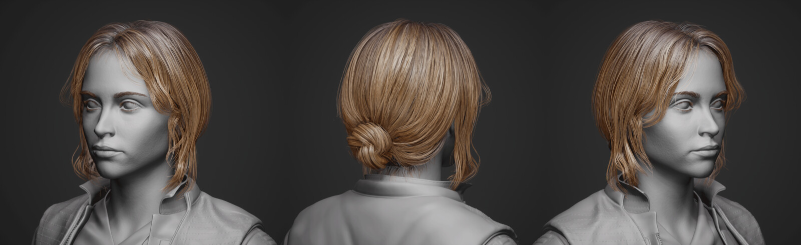 This was rendered in Unreal Engine, and hair textures were applied.