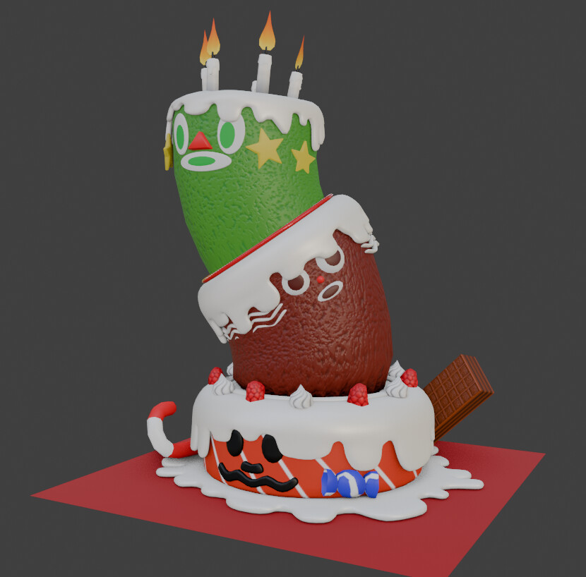Rigged body allows for fun deformations too. Someone better than me can do soft-body physics on the icing to make it floppy maybe.