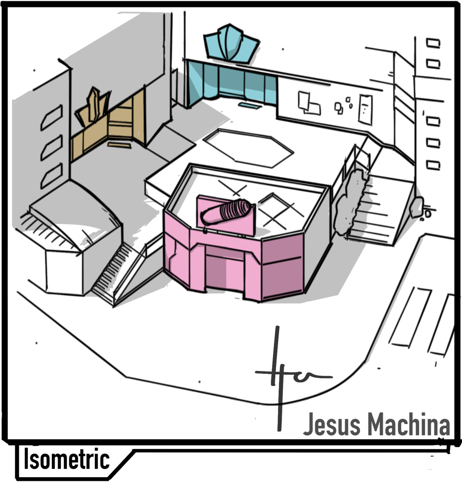 Isometric
Constraints: Challenges with occlusion and visibility due to added depth.
Opportunities: Balances abstraction and detail, supporting bold artistic styles and intricate spaces.