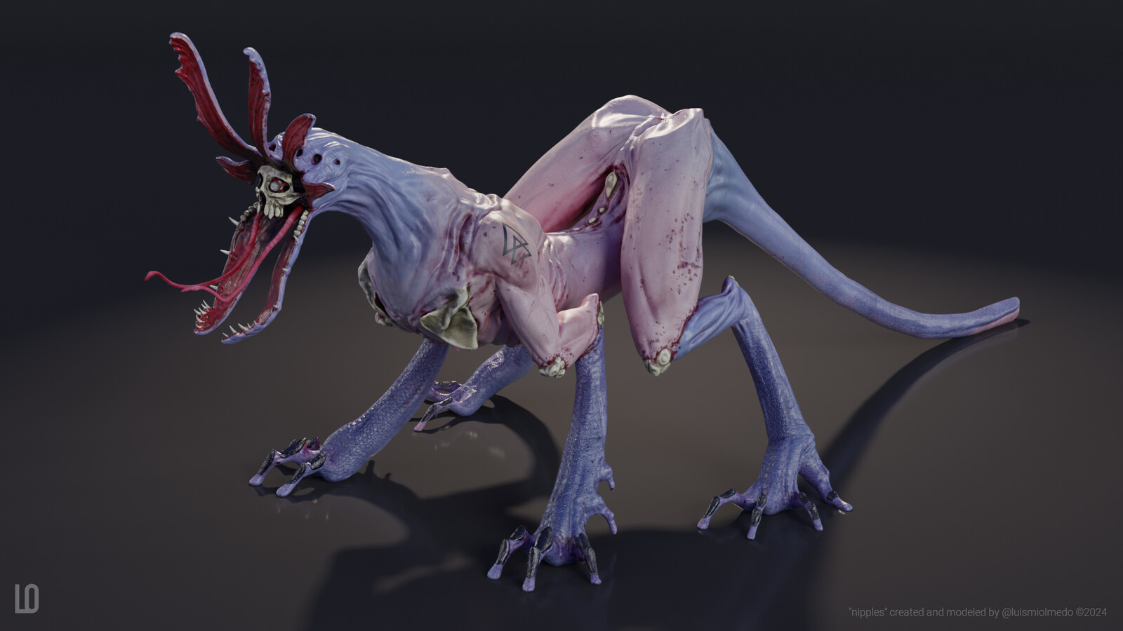 Static pose (open mouth)