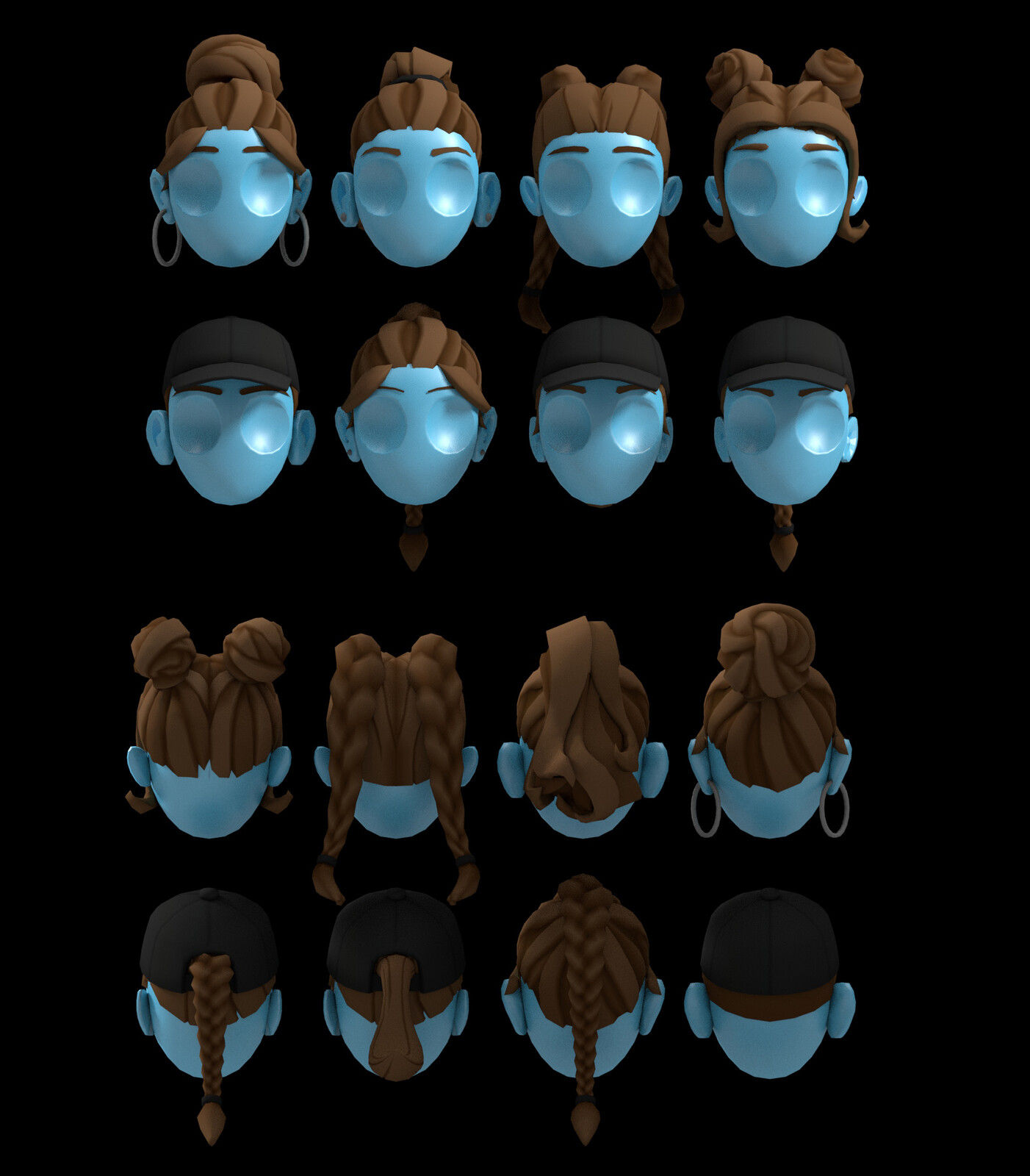 Modular hair sets. I made the concepts and final assets. 