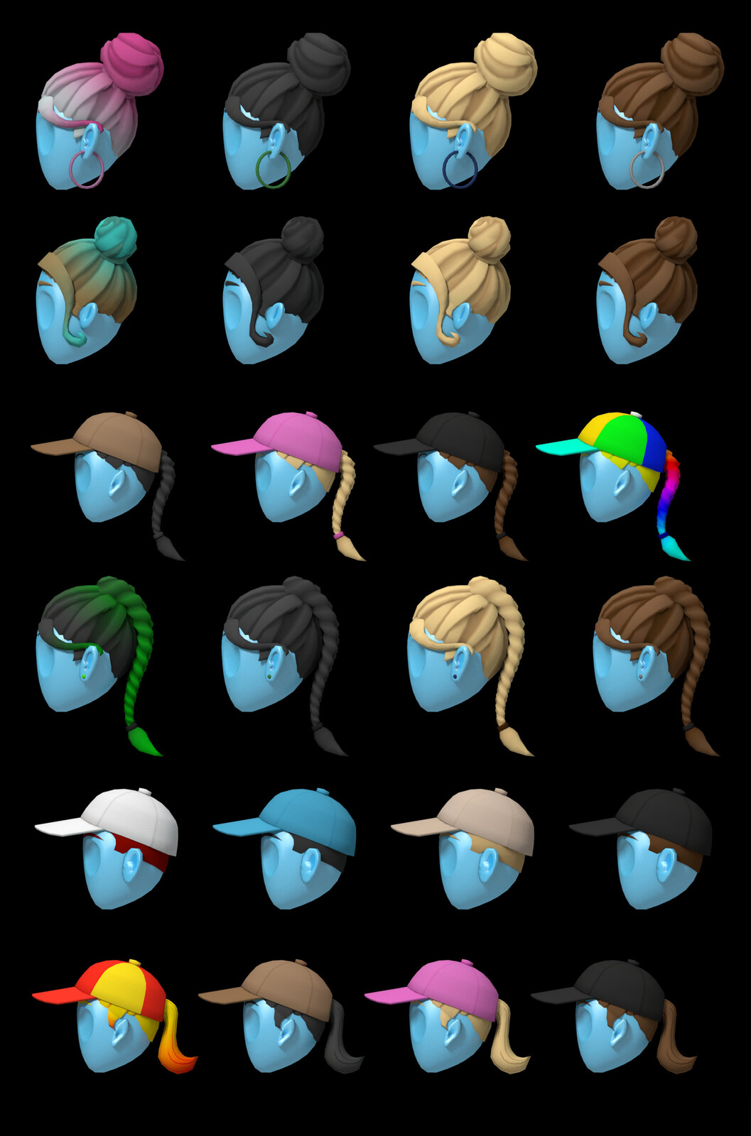 Color variations. Color was done without individual textures. 