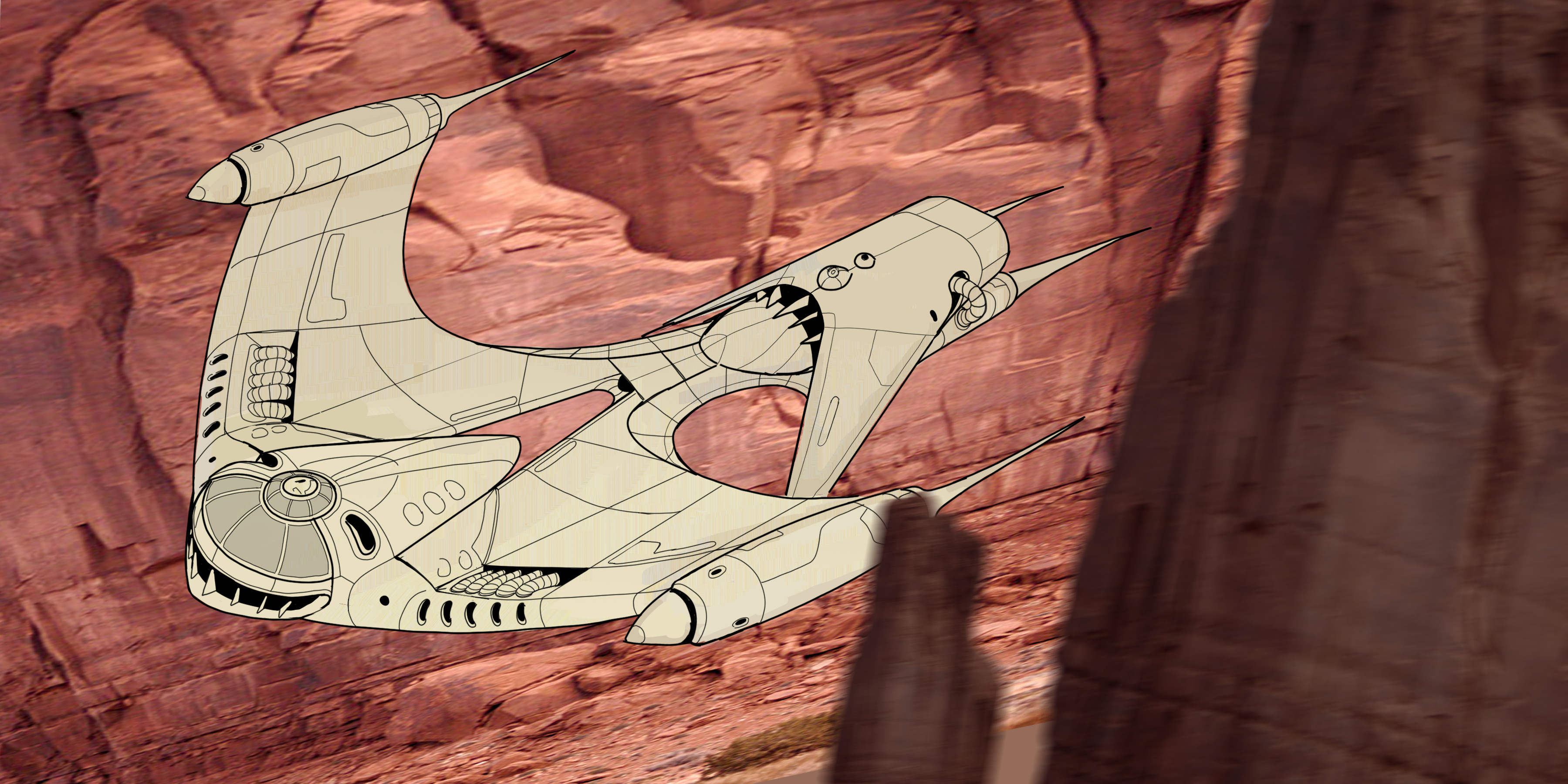 Original concept I drew for the ship/background