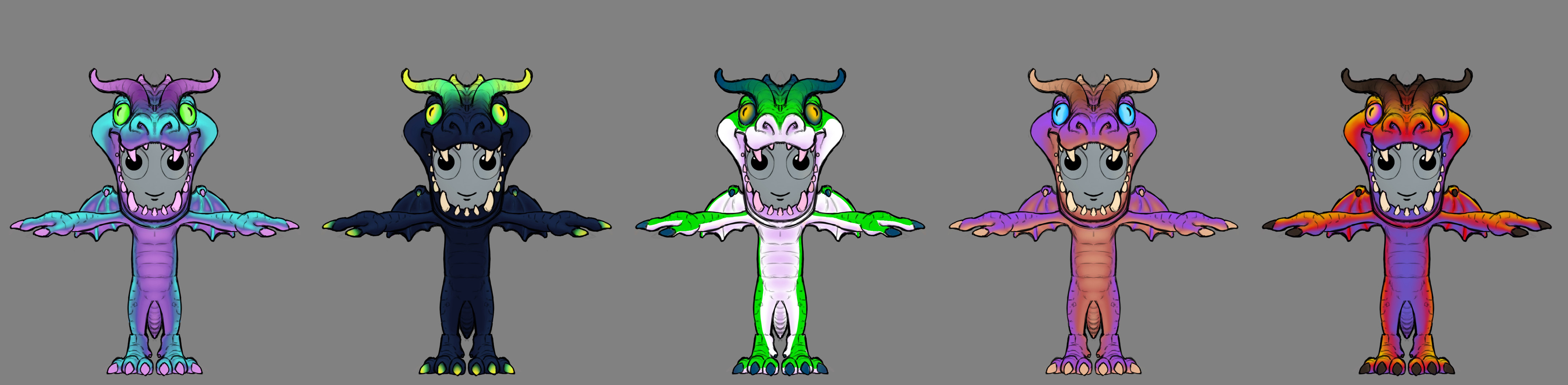 Dragon themed outfit and color variations concepts