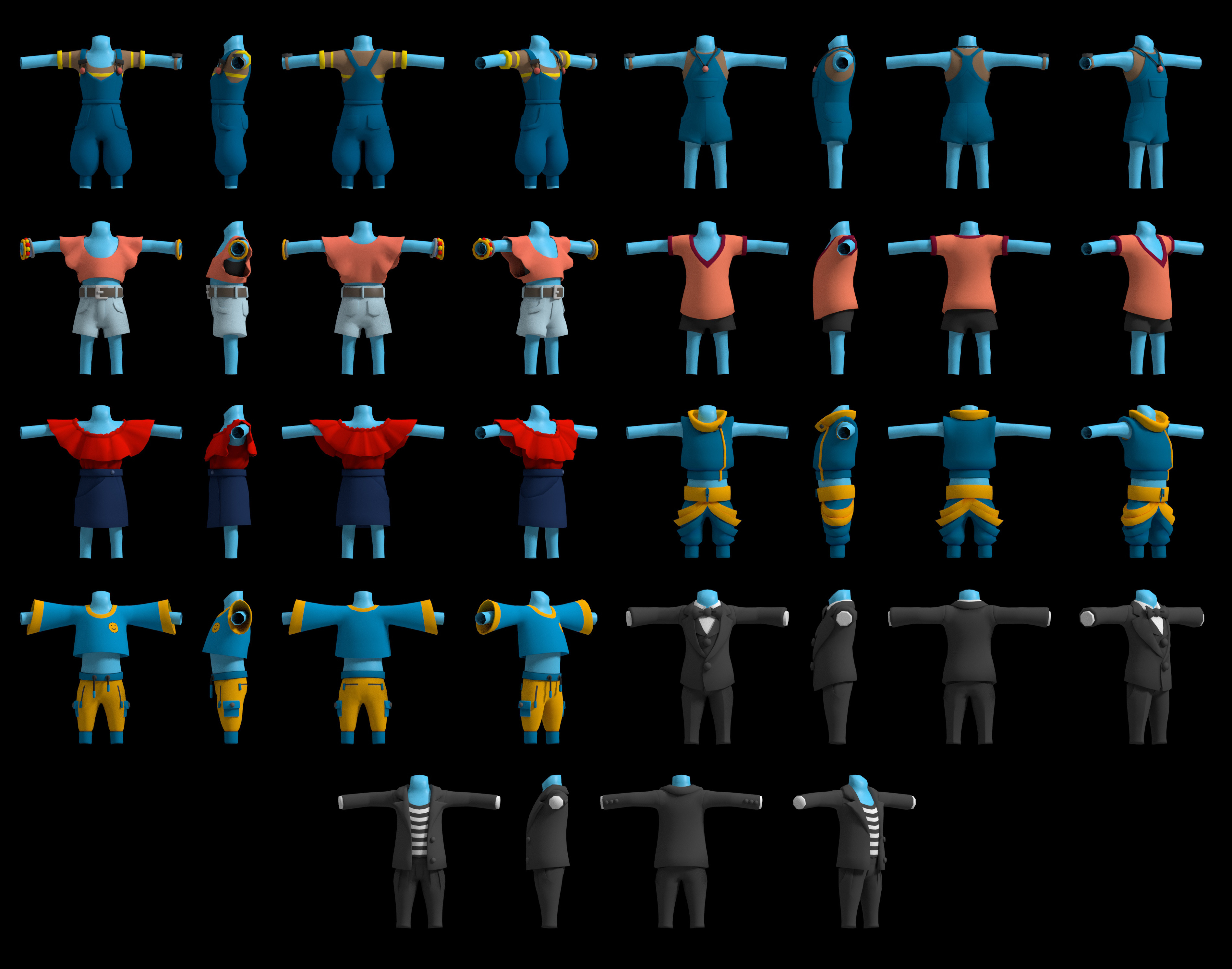 Final 3D clothing cosmetics. Spencer Barber made differently colored variations later. 