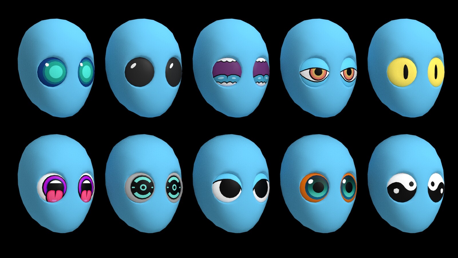 3D eyes based on Gilberto Alvarez's drawings.