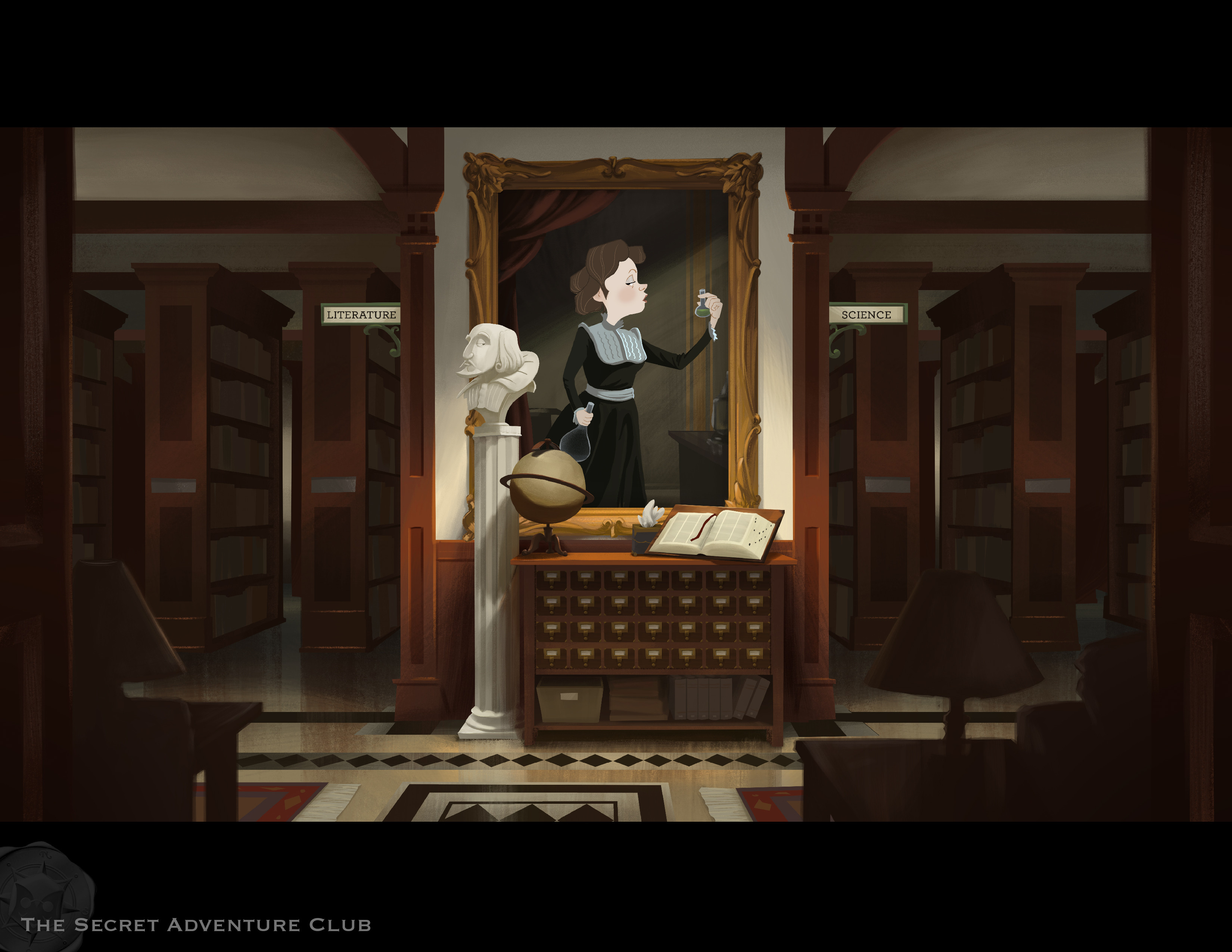 Library scene - Bill and Marie.