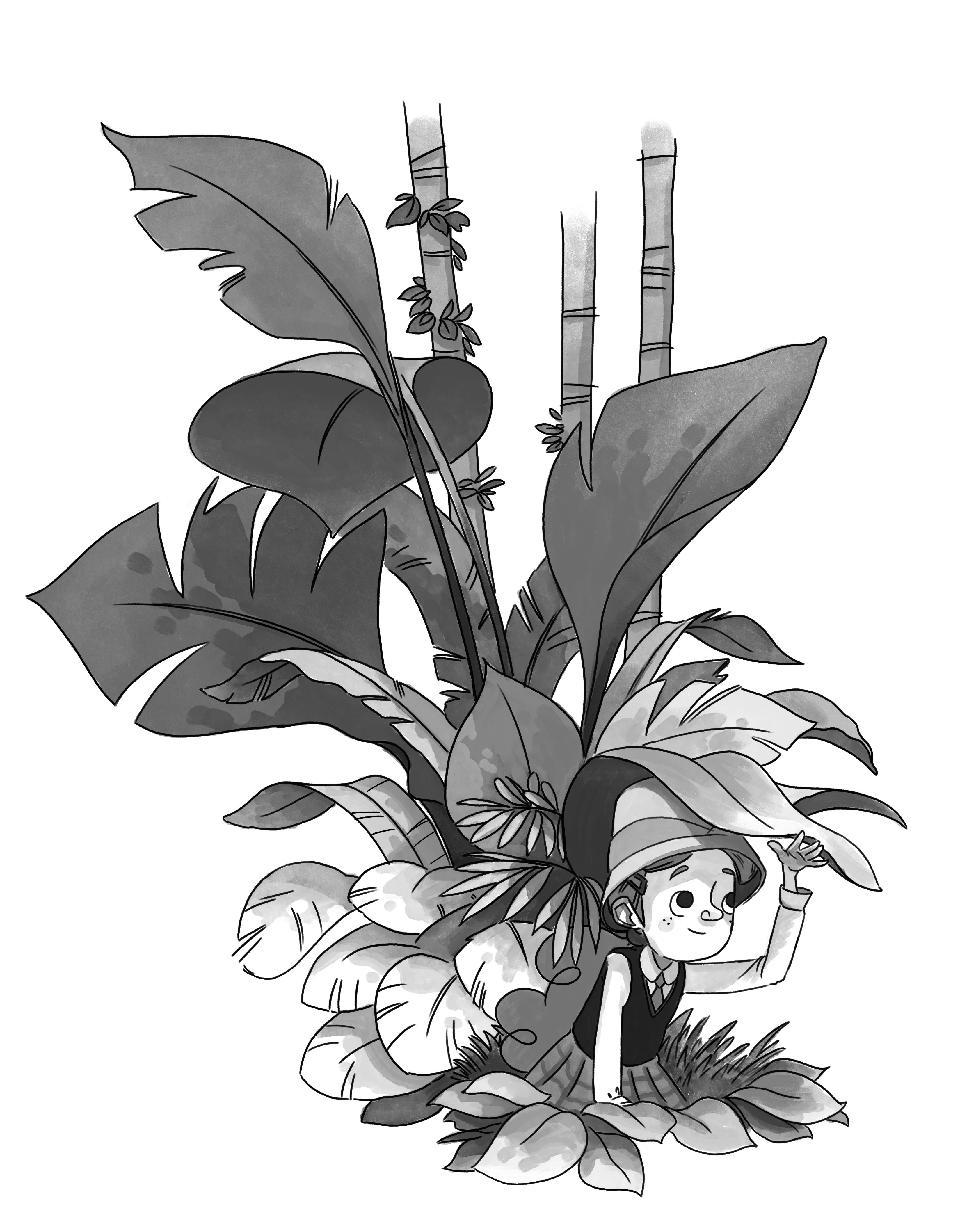Laina on safari sketch.