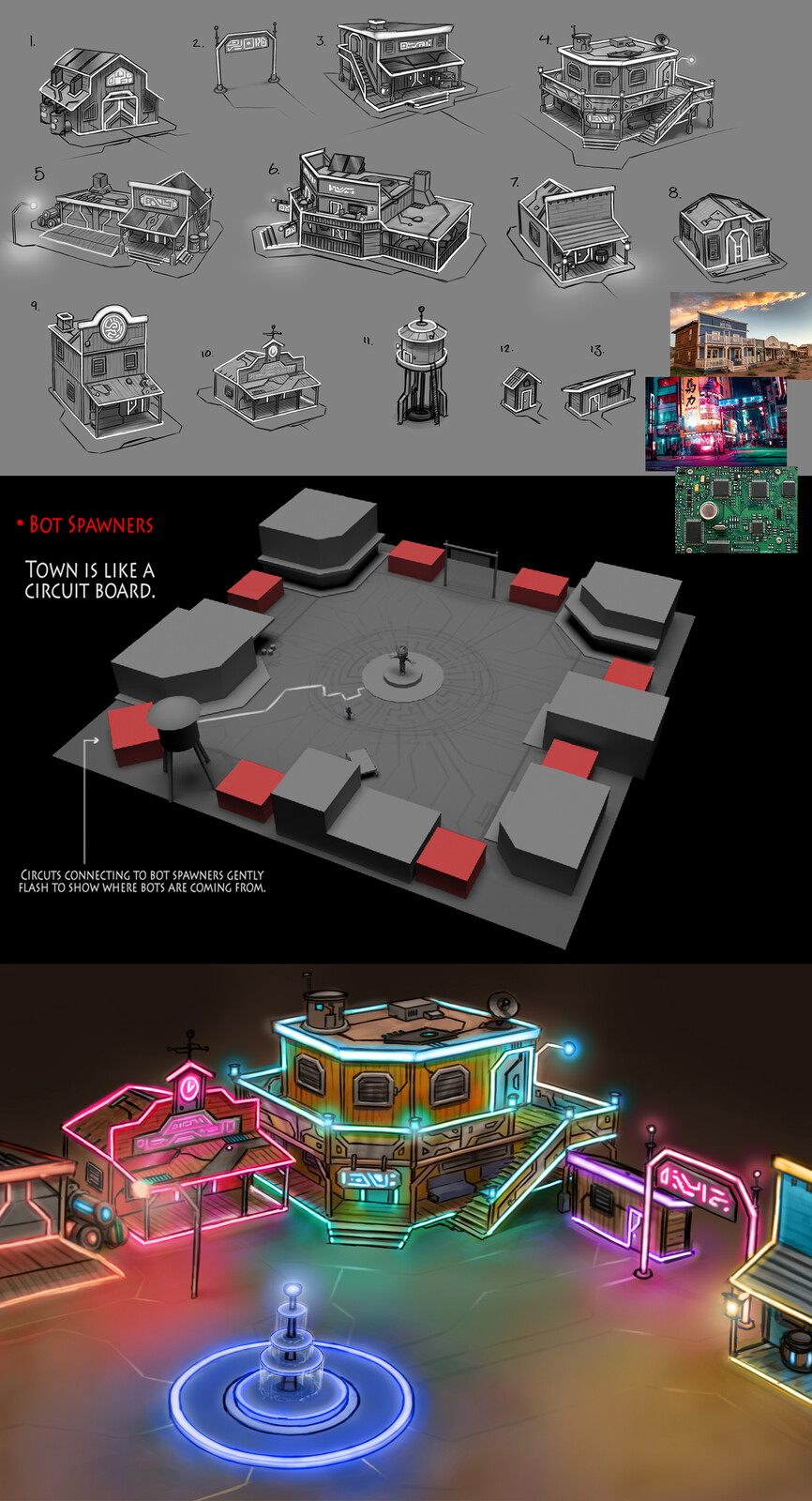 "Wave Survival" Concepts. The direction was "Western and Cyberpunk" So I thought it would be cool to add a touch of subtle circuitry. 