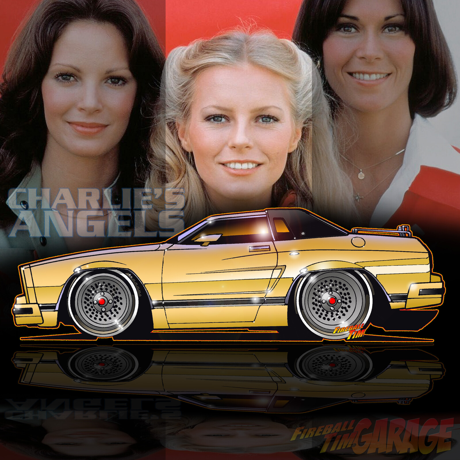 Charlie's Angels Mustang Ghia Concept Art by Fireball Tim Garage