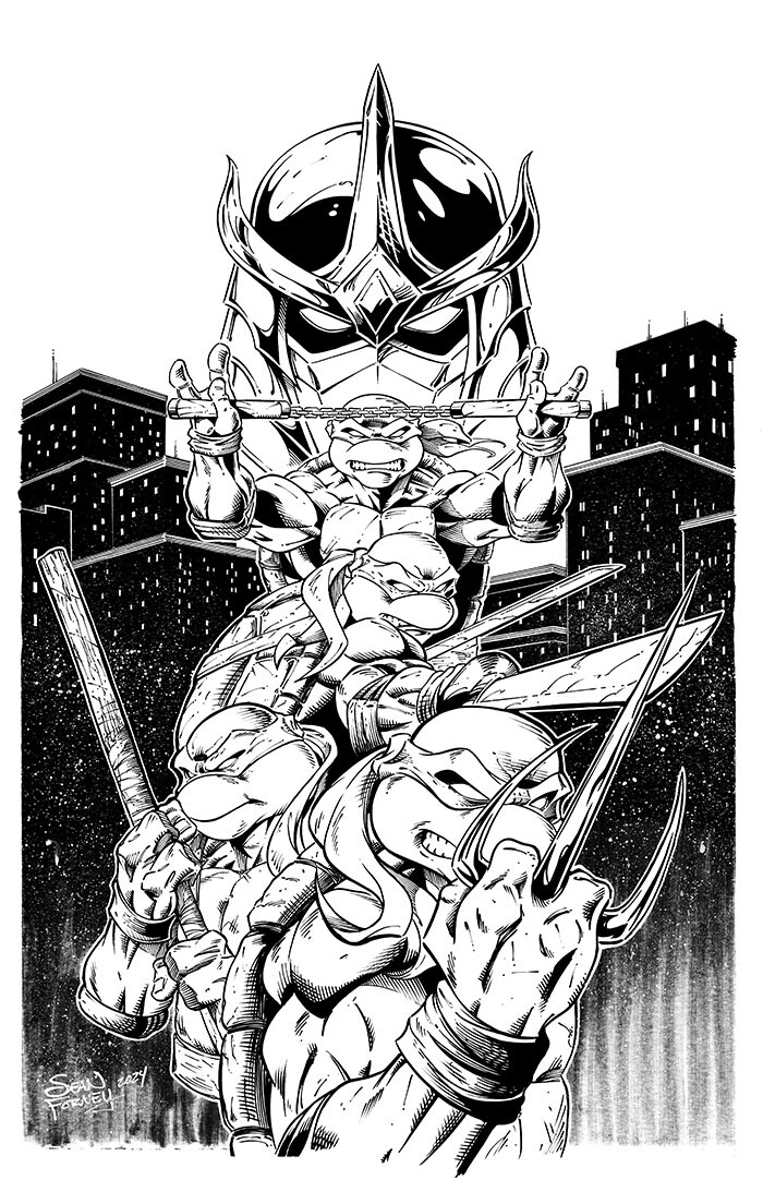 Teenage Mutant Ninja Turtles fan art 

lines and colors by Sean Forney 