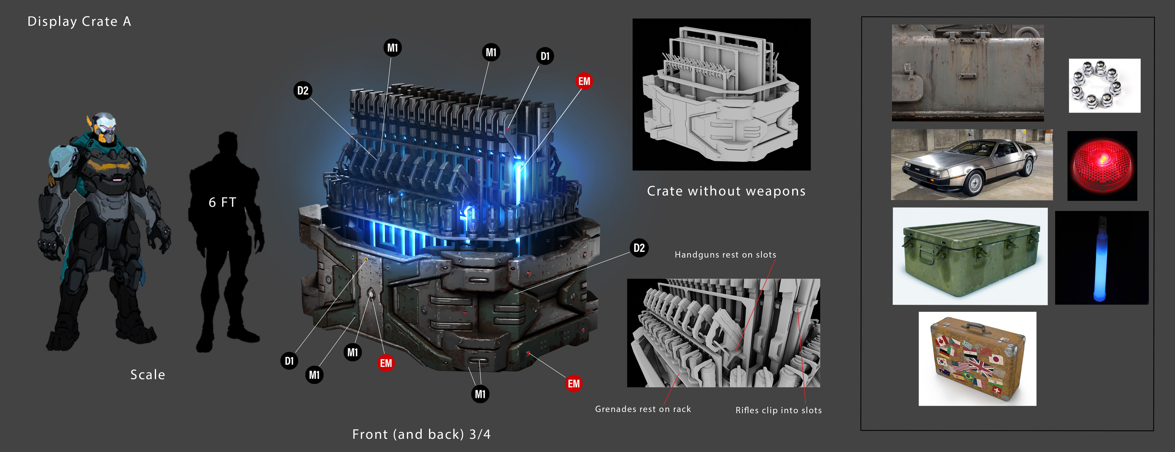 Weapon crate designs. Characters by Jung Suh - for Scale