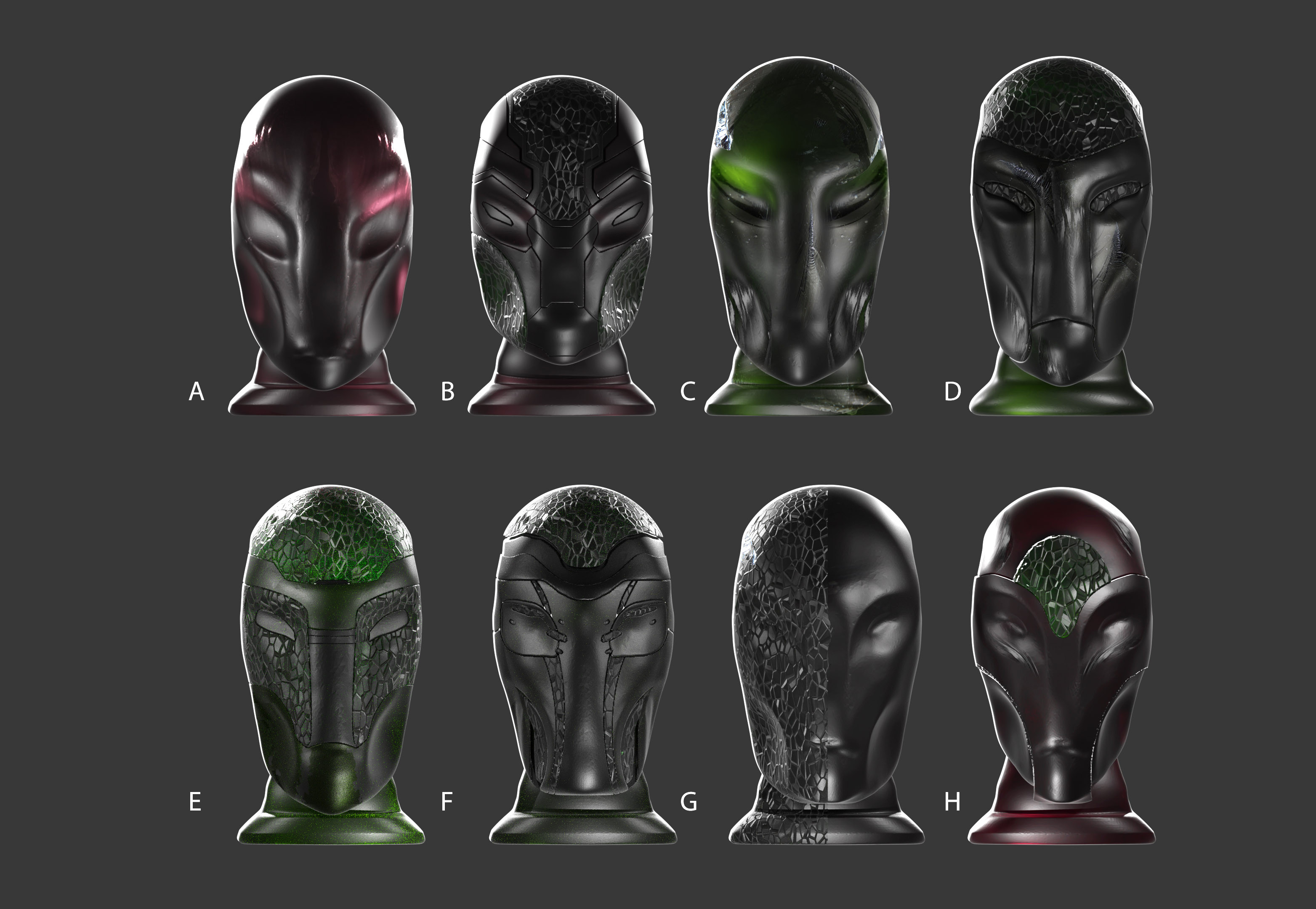 Initial designs for ancient alien Jade head