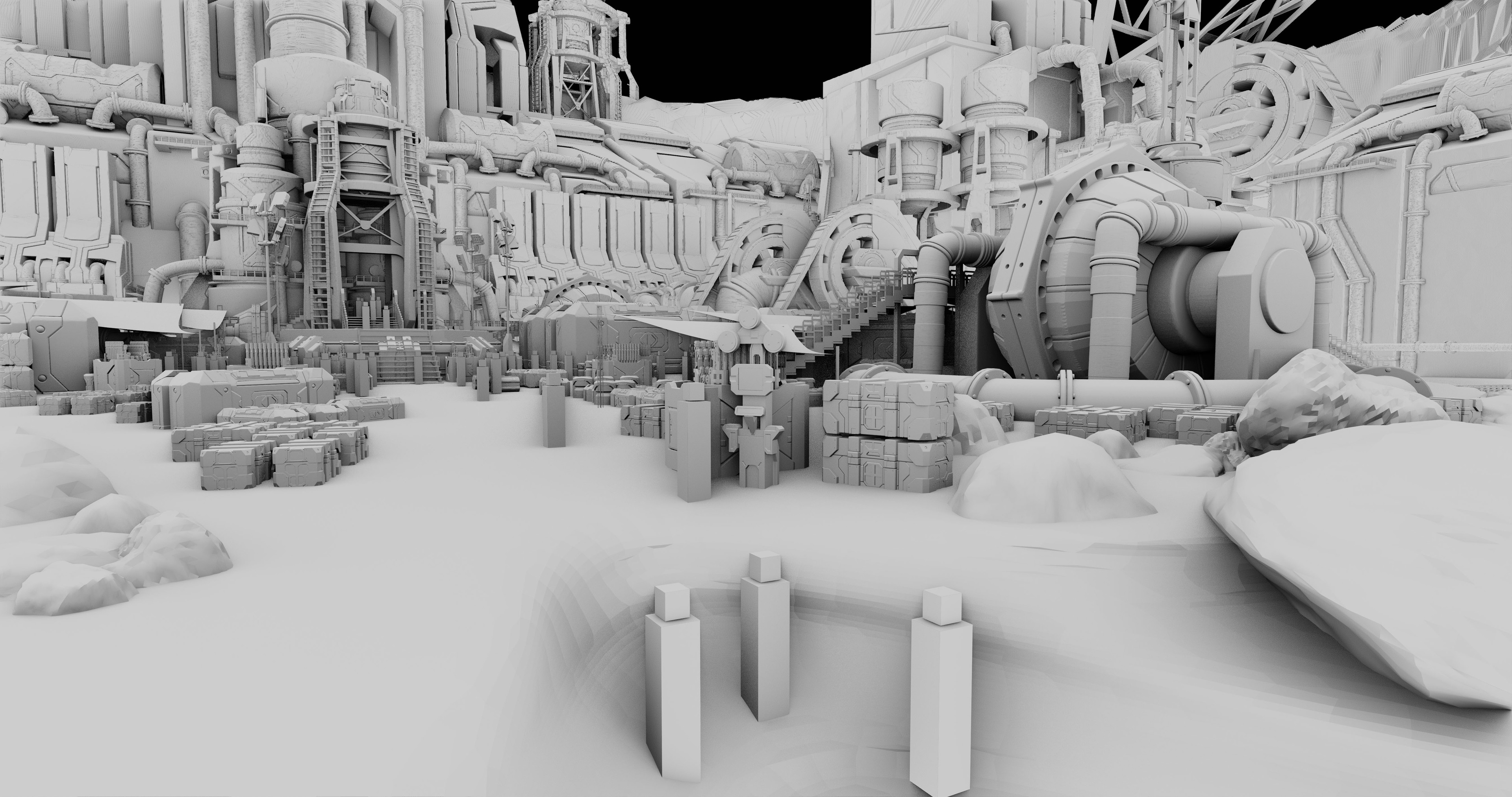 Close up of the concept blockout