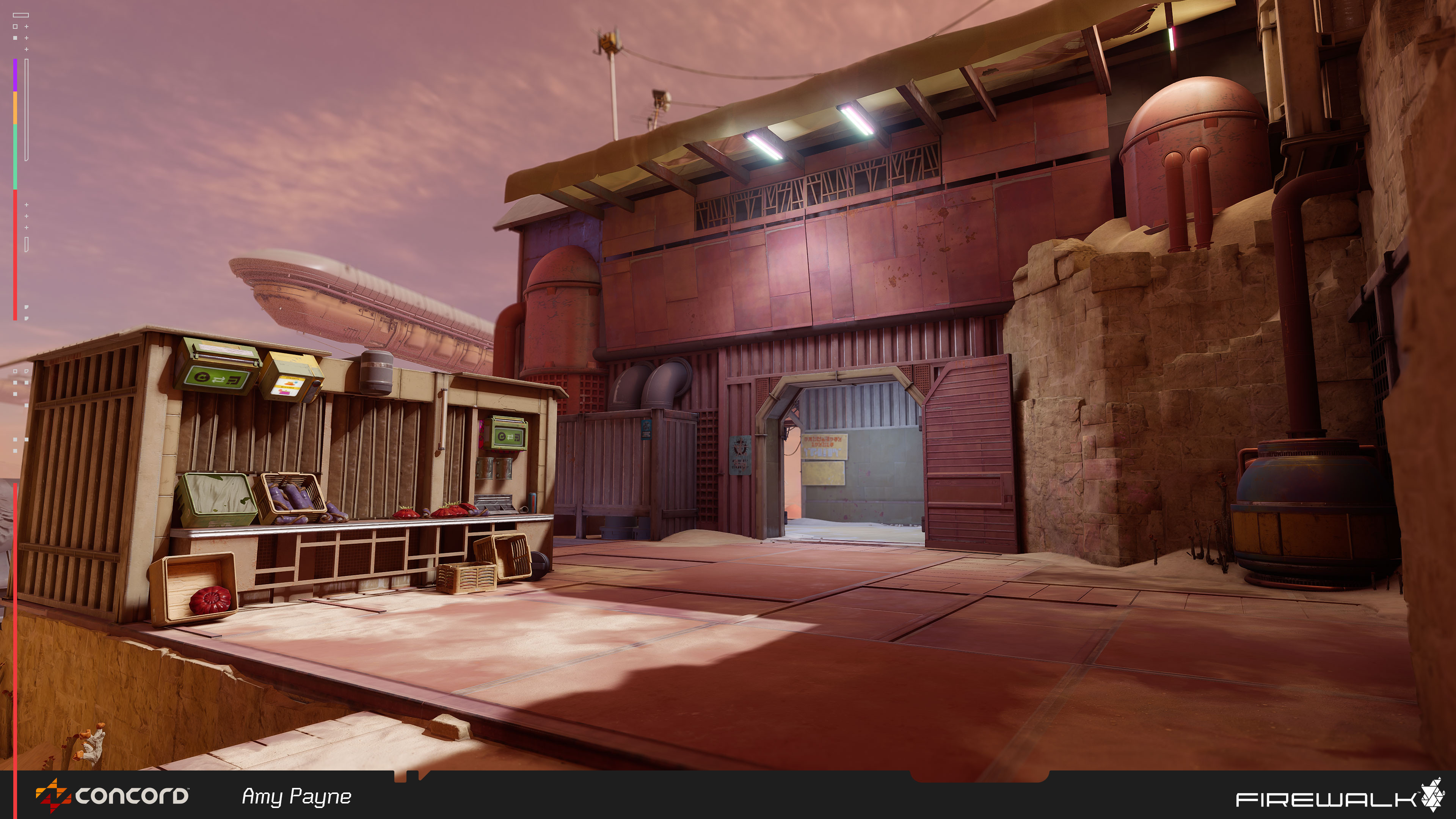 Worked on the stall facades, cladding, floor, and propping in the scene. Extra propping and awning support from Phil Stoltz.