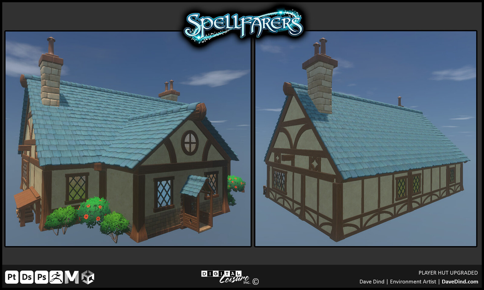 The player's upgraded home/hut