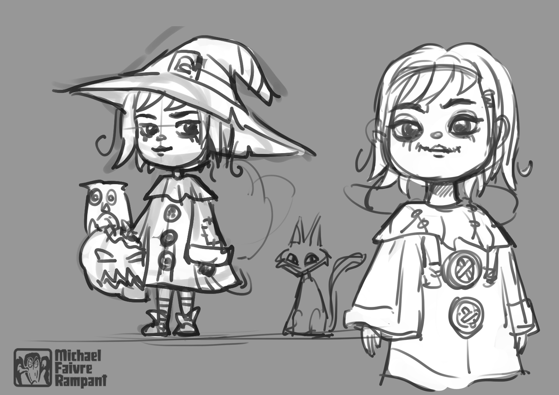 Character sketches on Procreate