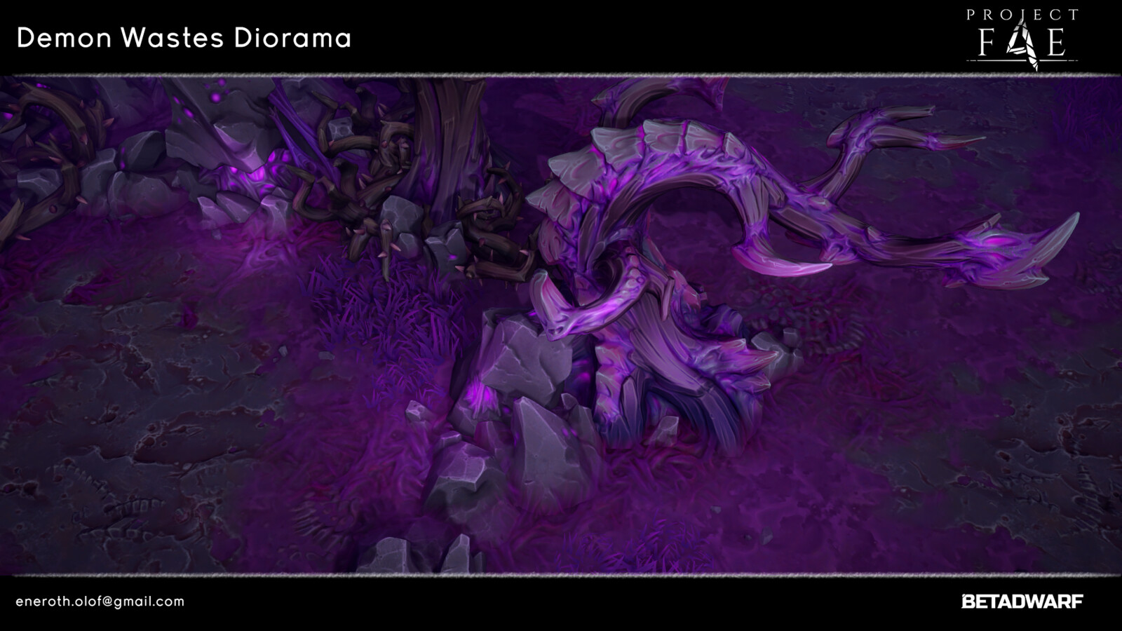Example composition of the environment I made using the assets I created. Additional assets in the shot aside from the ones I showed off above were not made by me, such as the small tree trunk, the bramble and the grass.