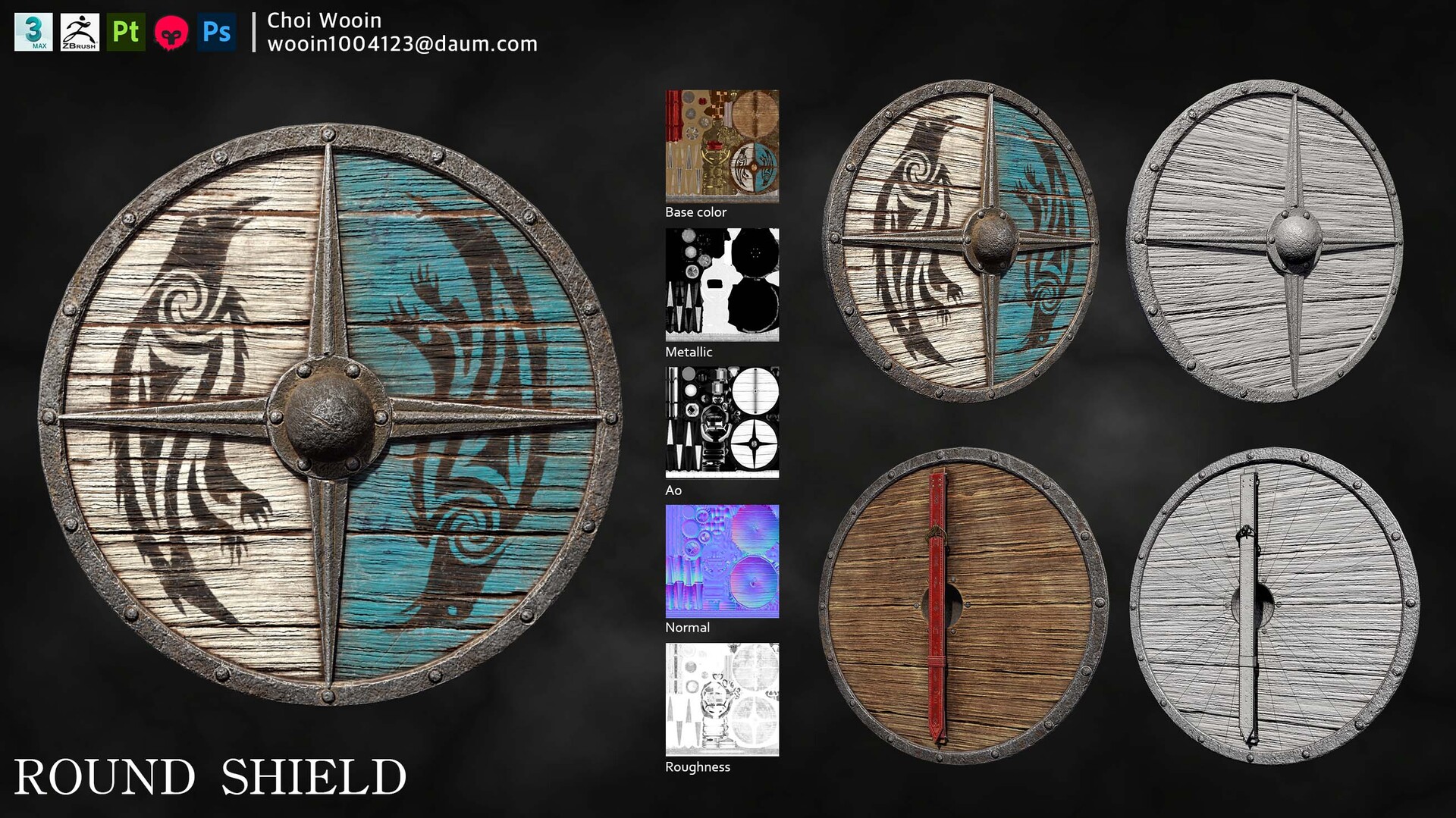 ArtStation - High polygon round shield_하이폴리곤 원형 방패