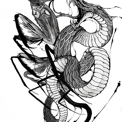 Mantis Snake- Tattoo Design