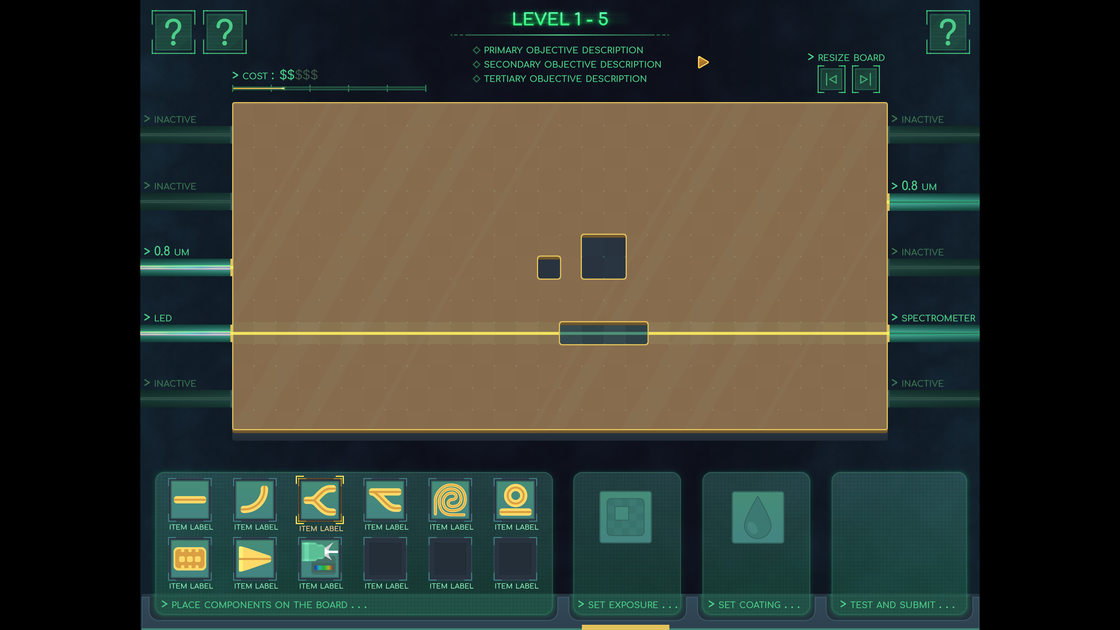 The board can be chemically coated to limit the spaces in which players can place components