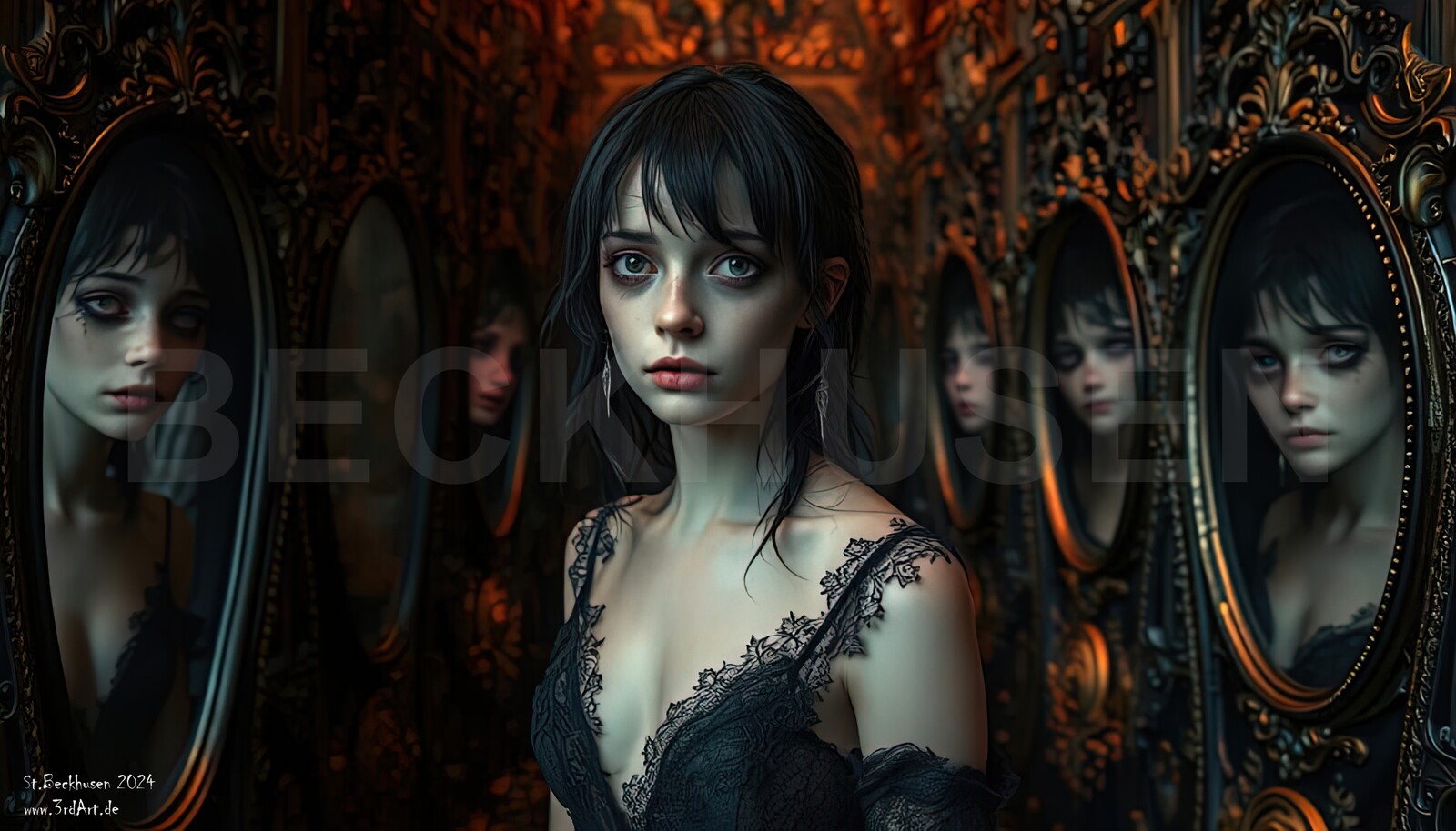 Haunted Woman artworks are on request available for sale. More sets will follow. 