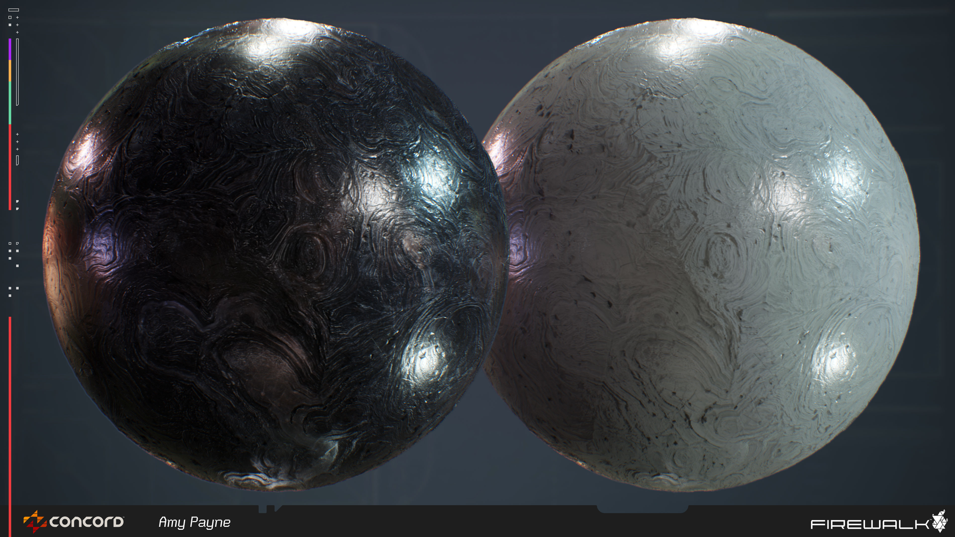 Many bits of detail from this specific iteration of Obsidian were maintain and used in our crystal graphs. You can see some details got saved off as masks and were used within the Crystal material in Unreal.