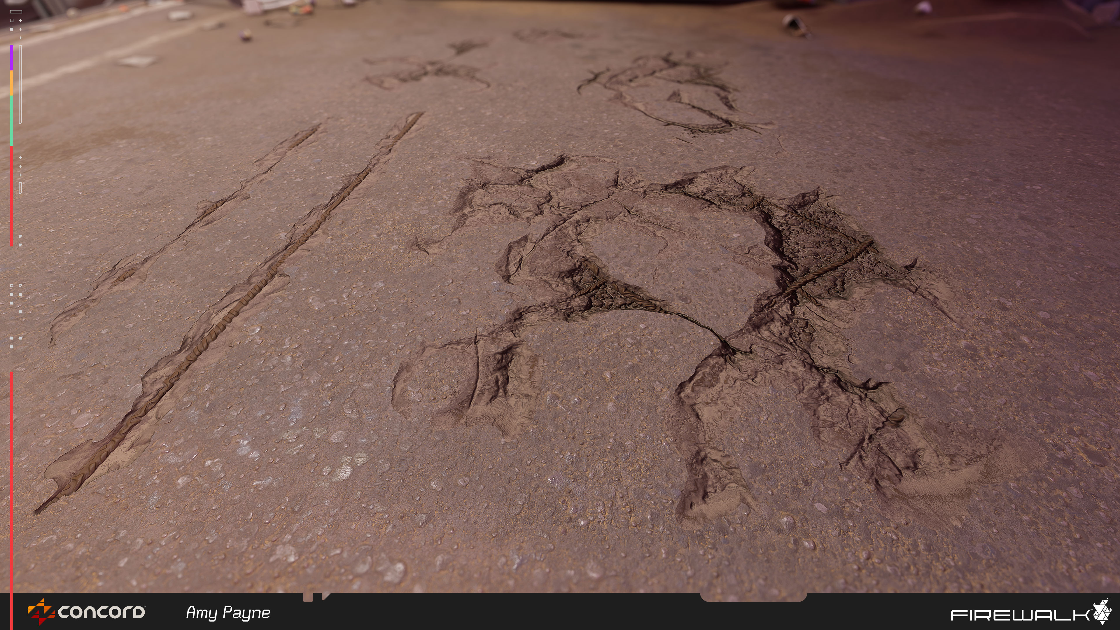 A closer shot of the concrete damage decals.
