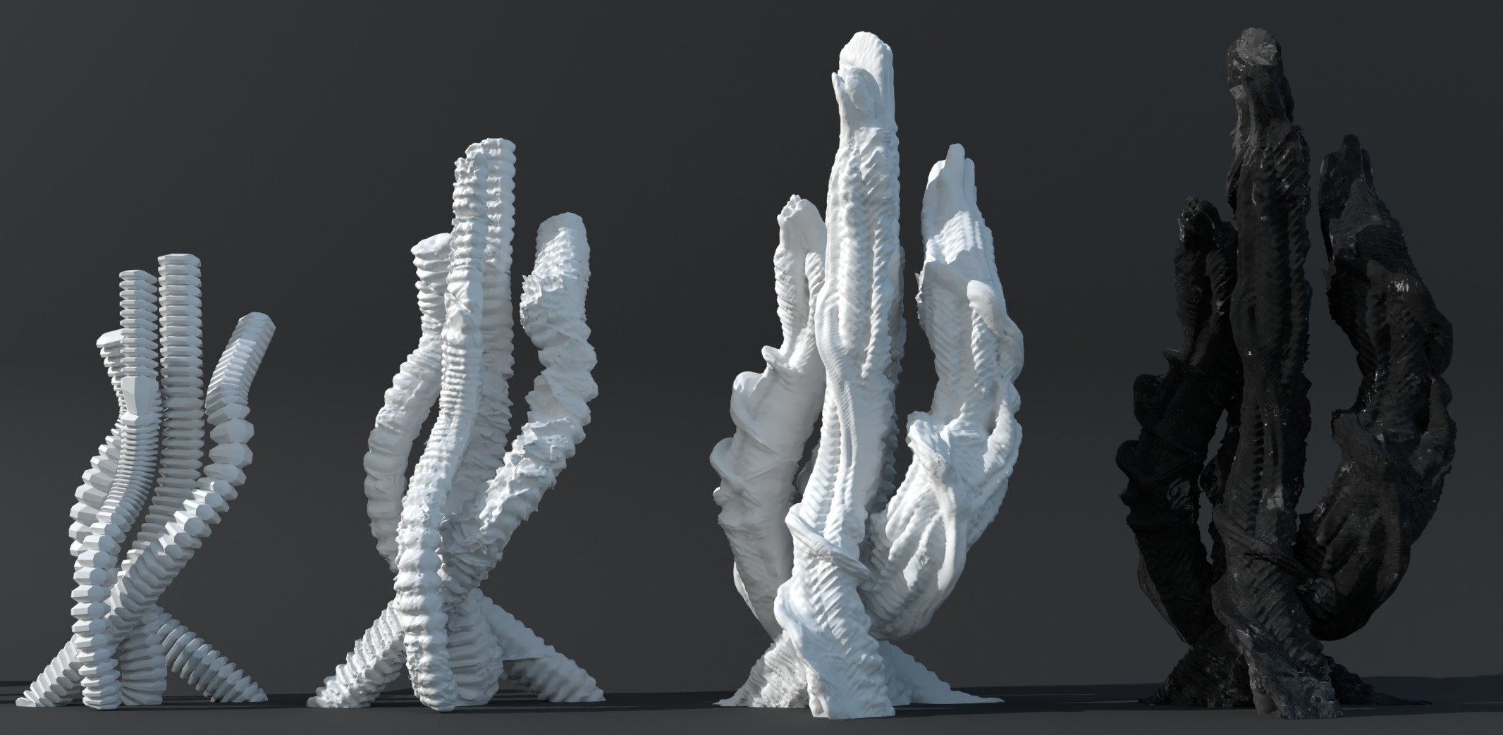 3D Alien structures sculpted in 3DCoat
