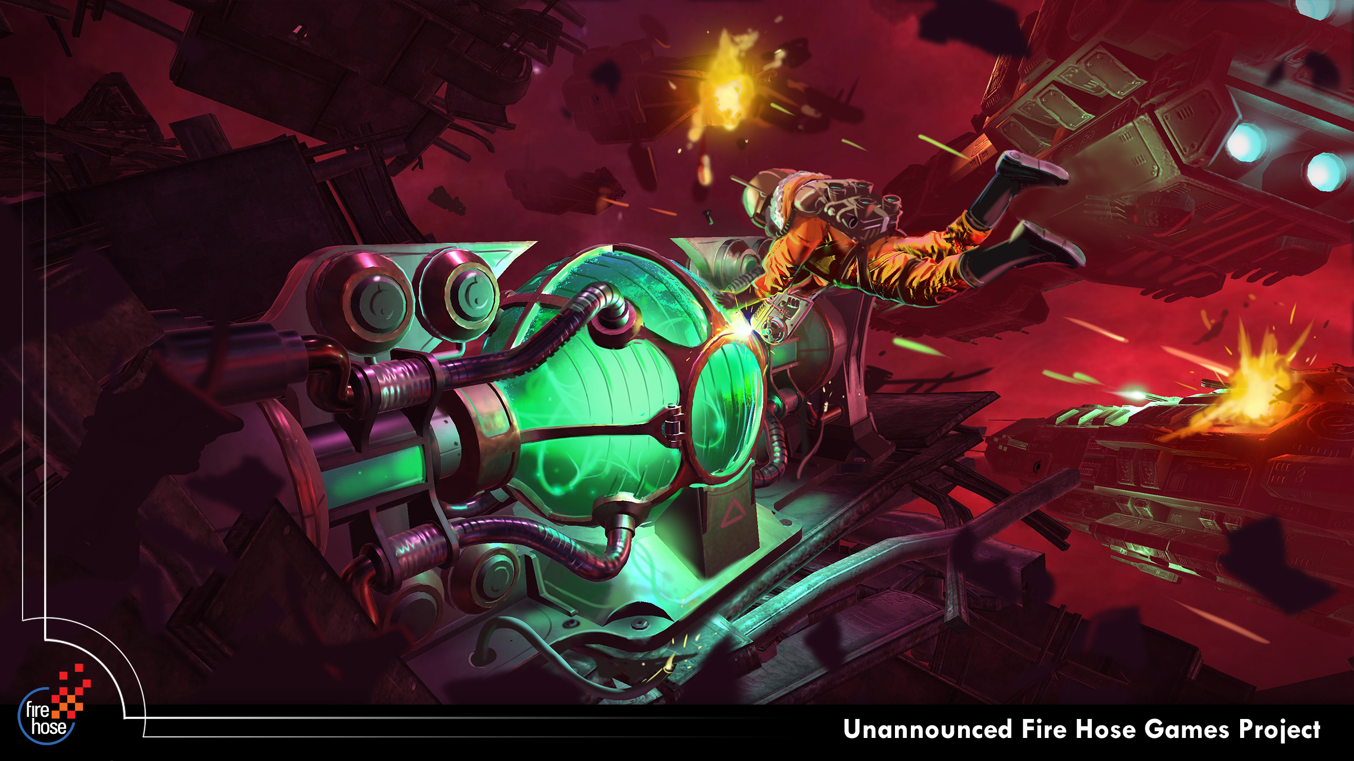 A player loots valuable warp fuel from a stricken vessel amidst the chaos of a space battle.